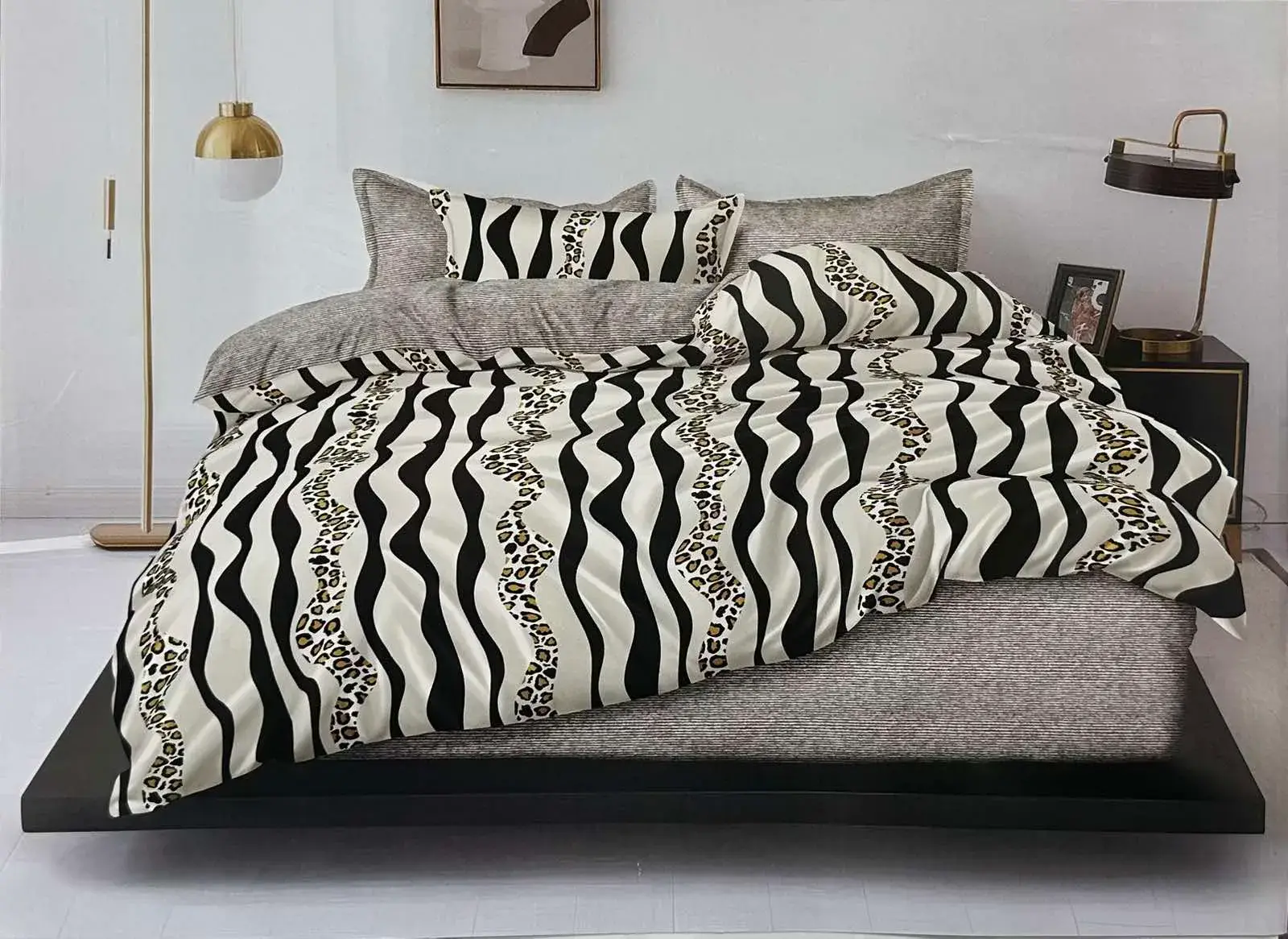 Komplet pościeli Milano 5D 4CZ 200/220, kolor szary