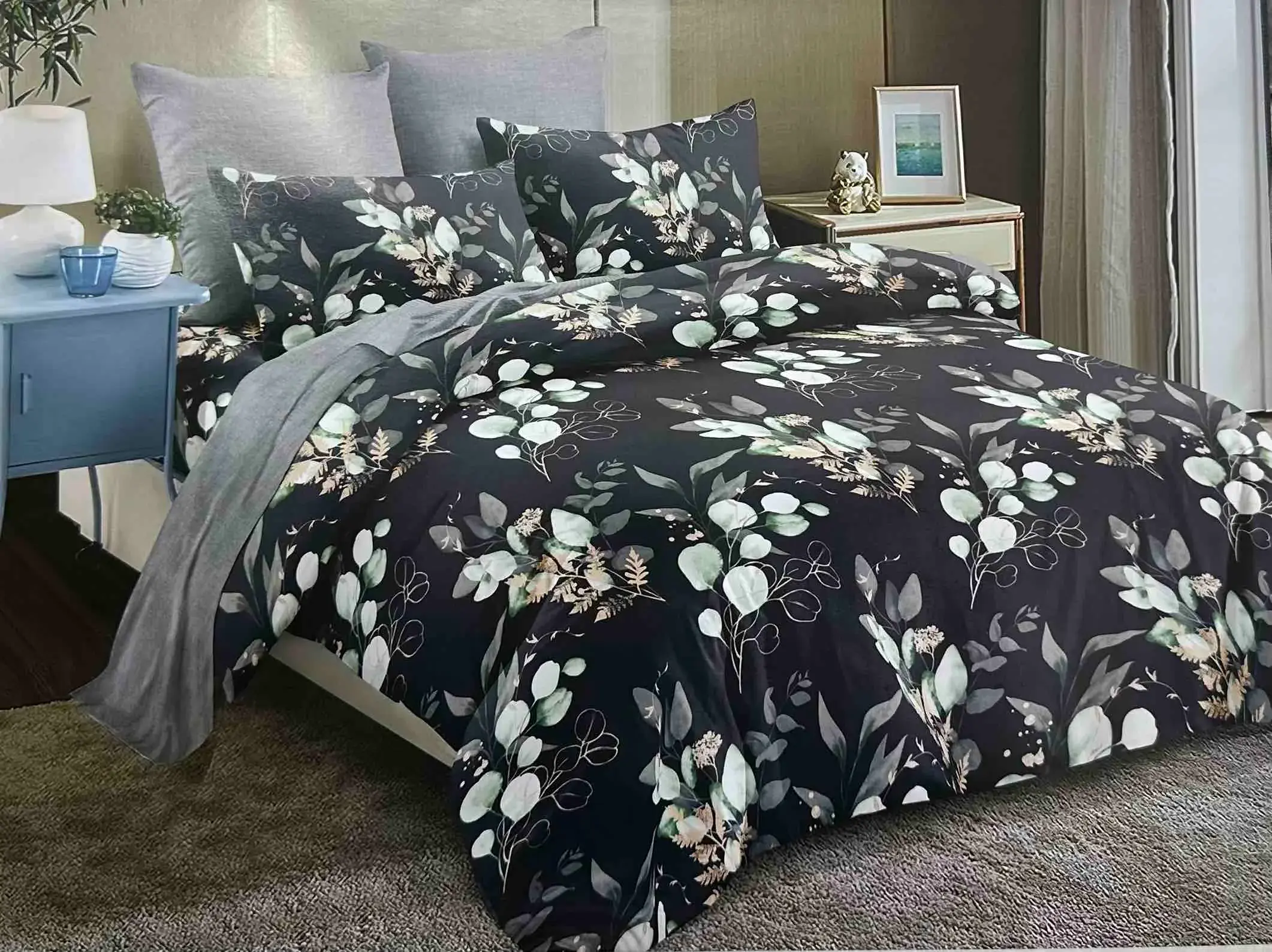 Komplet pościeli Milano 5D 4CZ 200/220, kolor czarny
