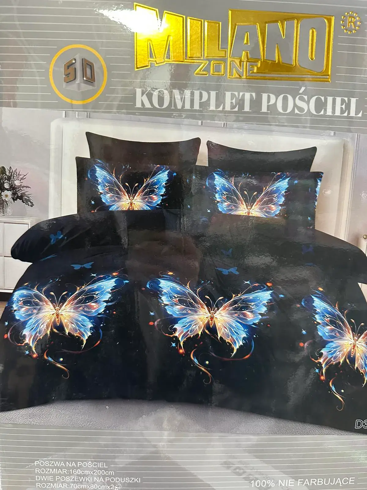 Komplet Pościel 3cz Milano 160/200 Motyw Motyli