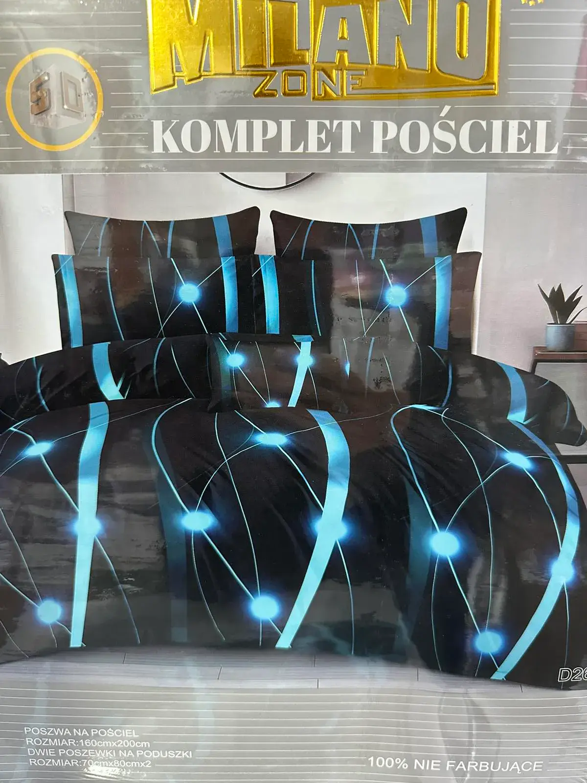 Komplet Pościeli 3cz Milano Zone 160/200 granatowo-niebieski