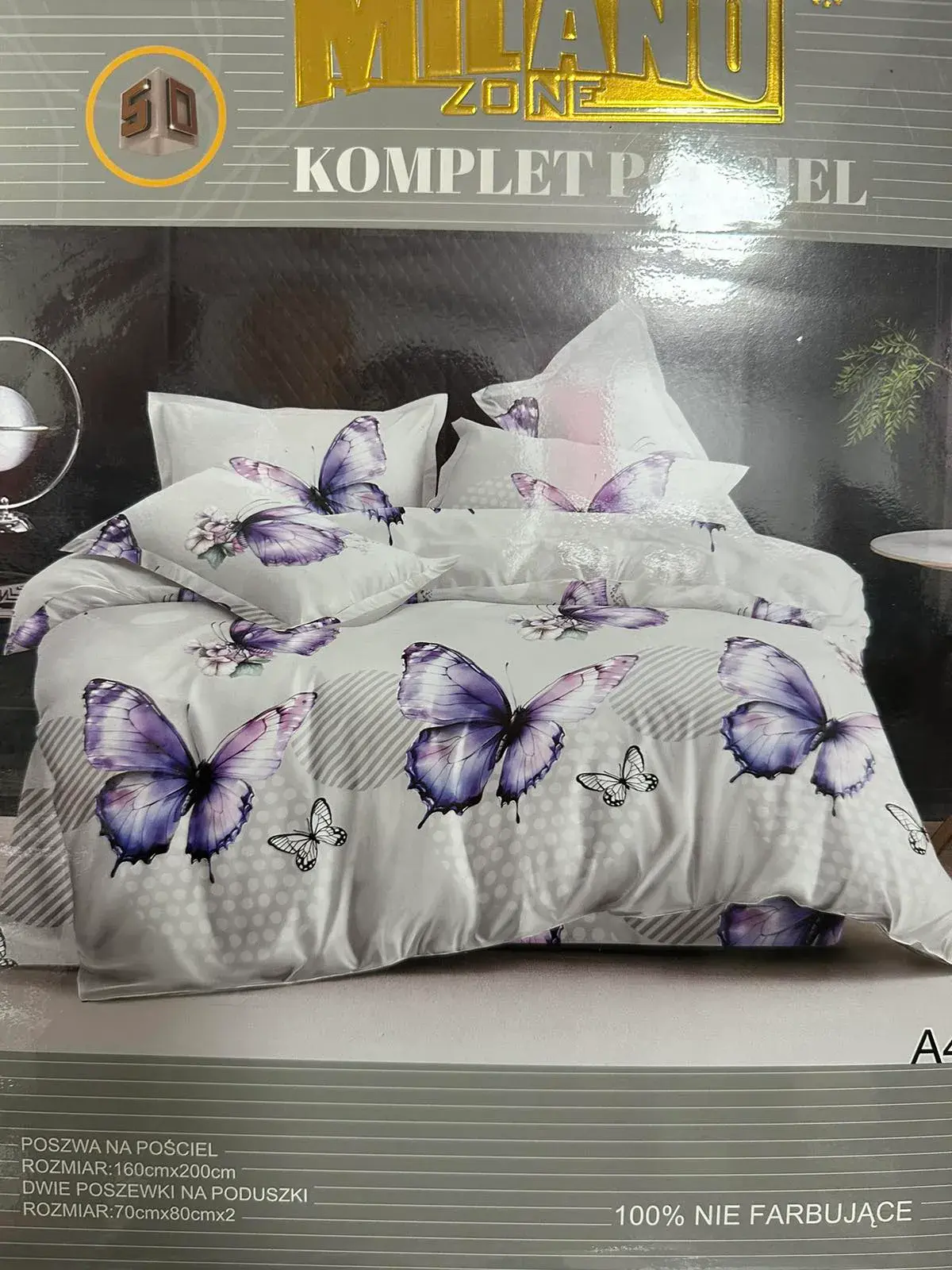 Komplet Pościel 3cz Milanu 160/200 Motyw Motyli