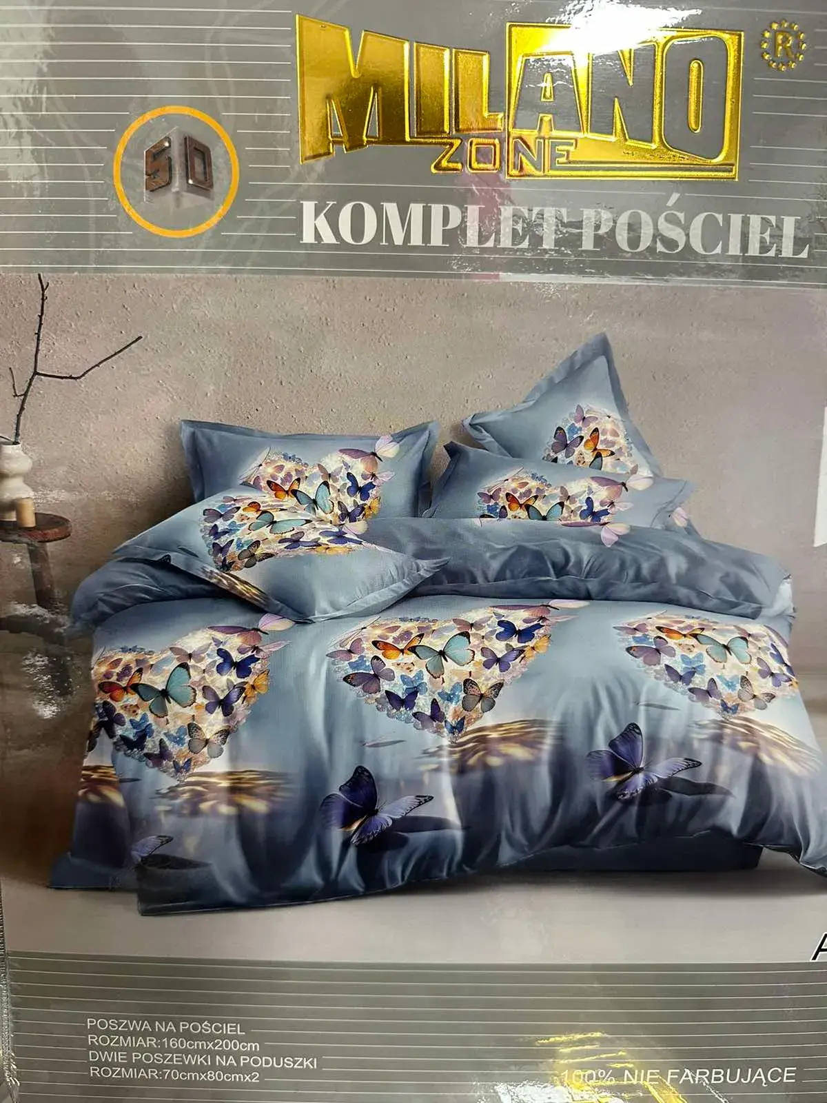 Komplet Pościel 3cz Milano 160/200 z Motywem Motyli