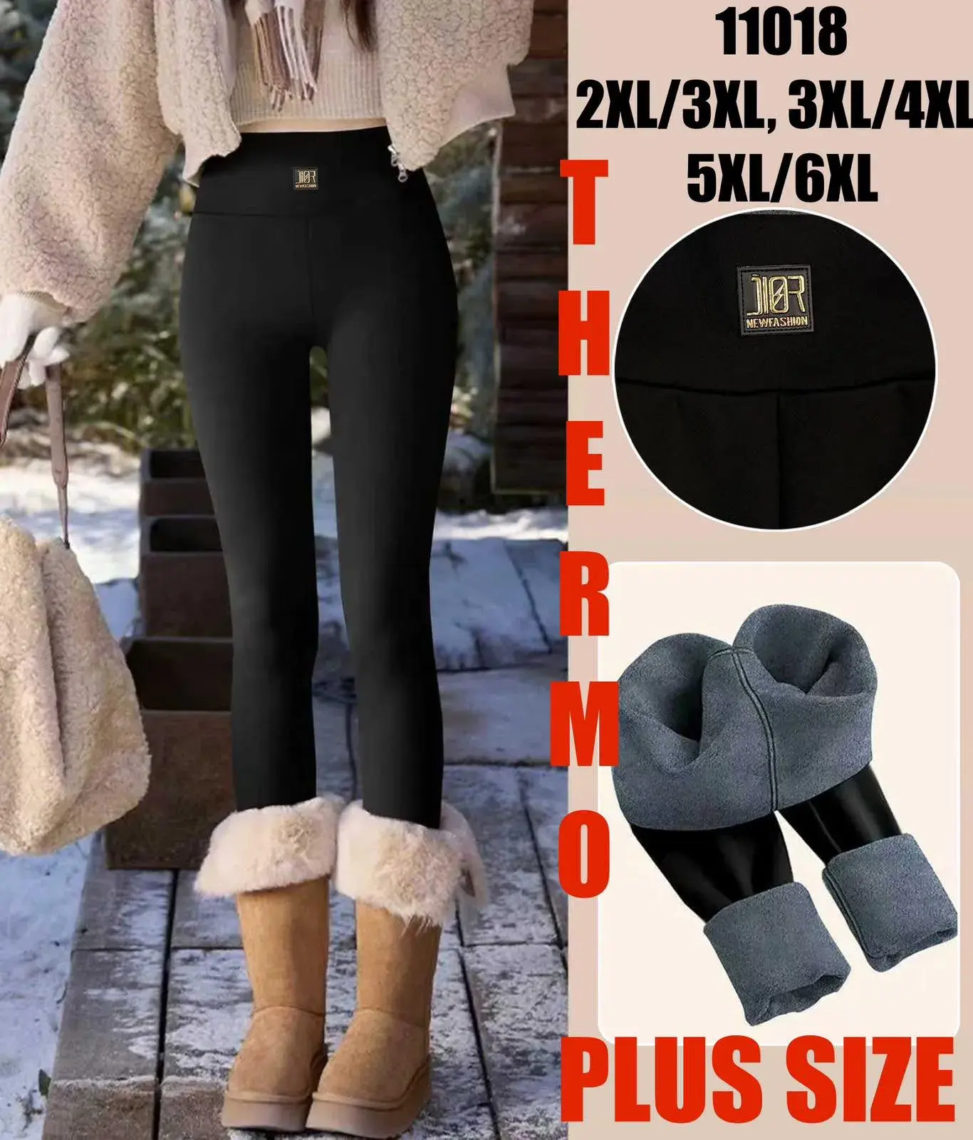 Legginsy damskie termoaktywne 2XL/3XL, 3XL/4XL, 5XL/6XL czarne