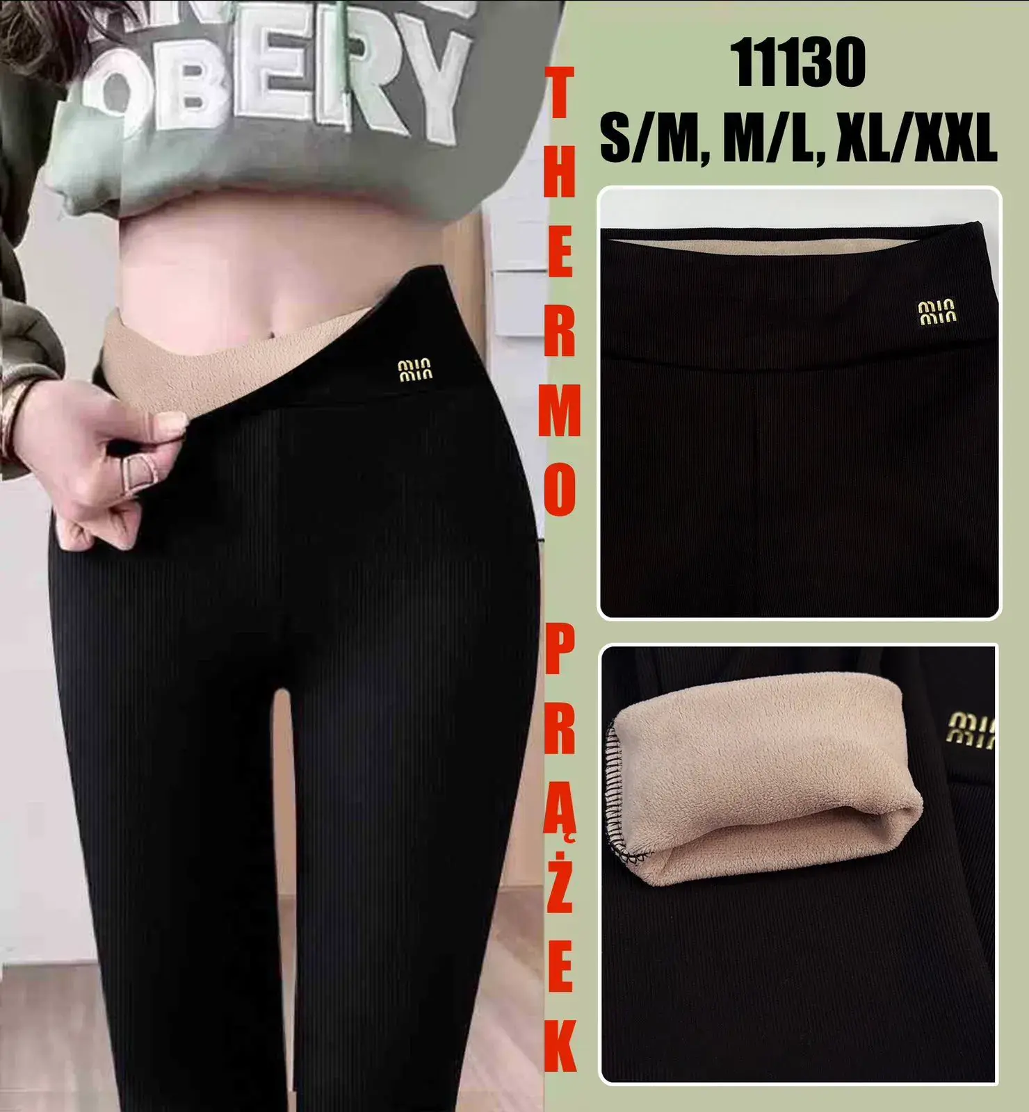 Legginsy damskie termoaktywne S/M, M/L, XL/XXL, kolor czarny