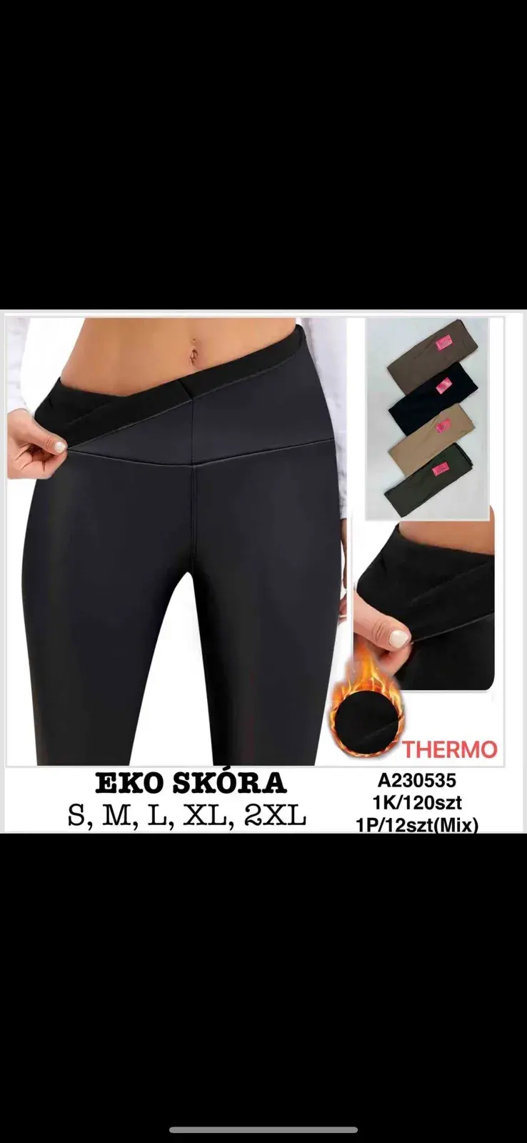 Leggingsy damskie Eko Skóra termo S, M, L, XL, 2XL