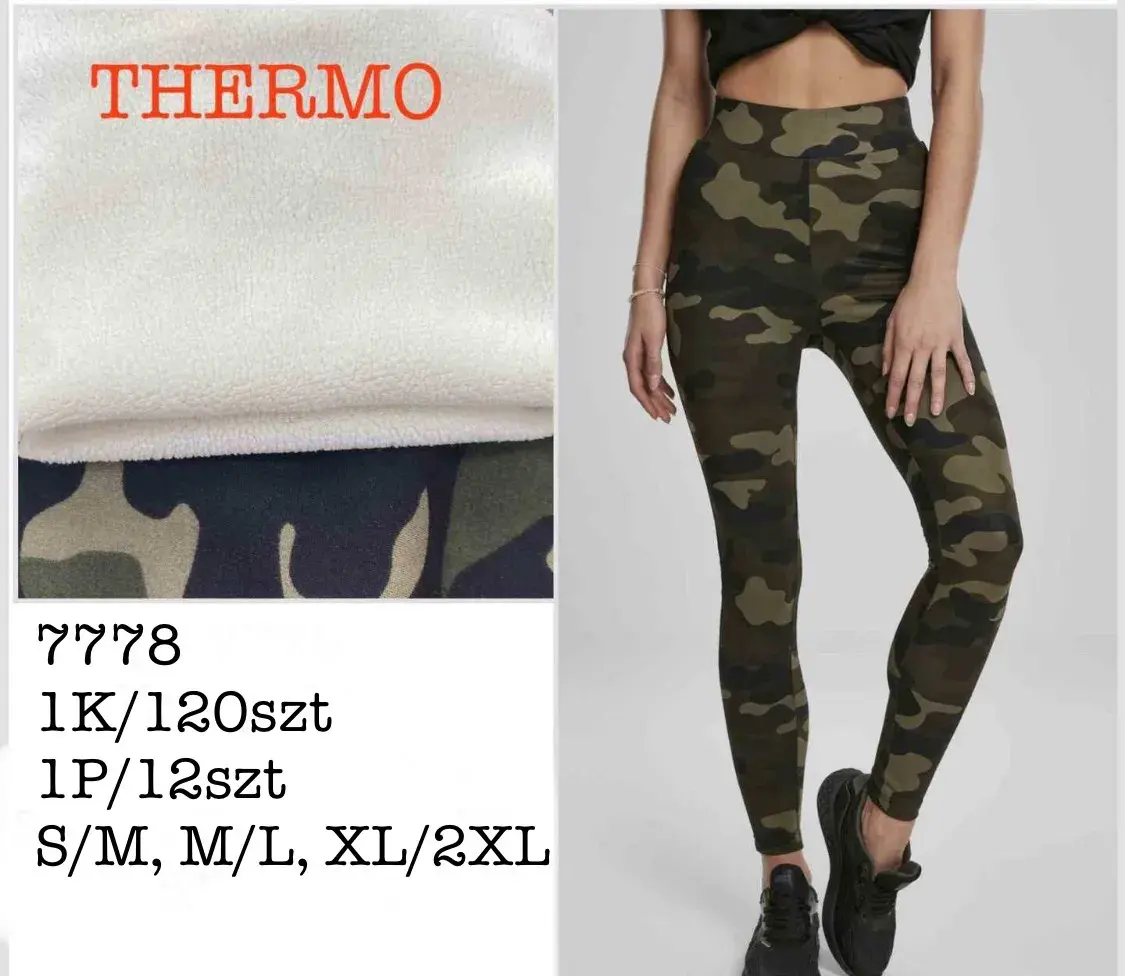 Legginsy damskie termo moro z wysokim stanem S-2XL