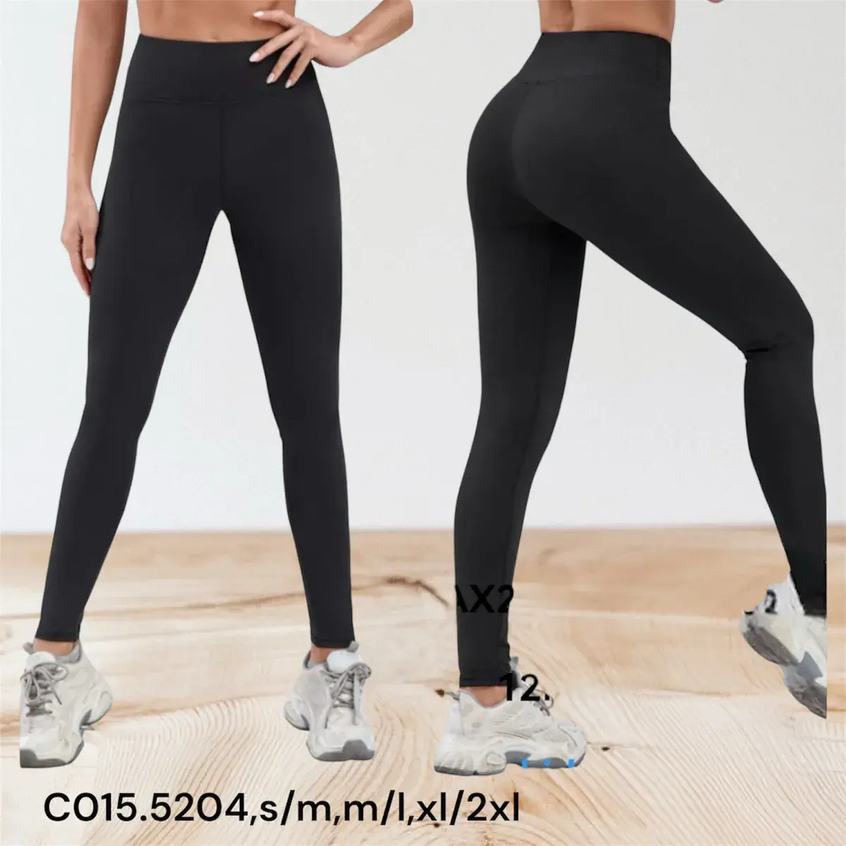 Legginsy damskie czarne elastyczne sportowe C015.5204