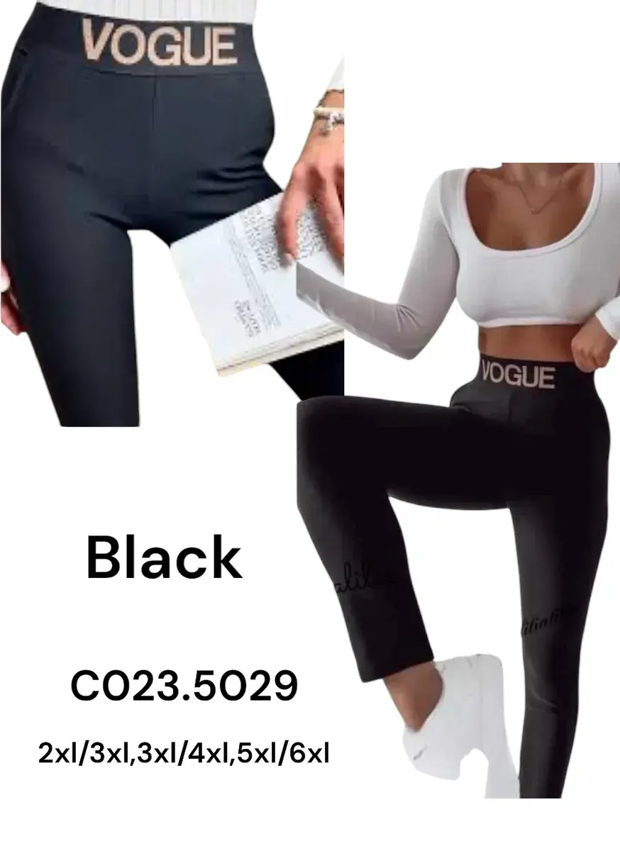Legginsy damskie czarne z wysokim stanem VOGUE rozmiary XL+