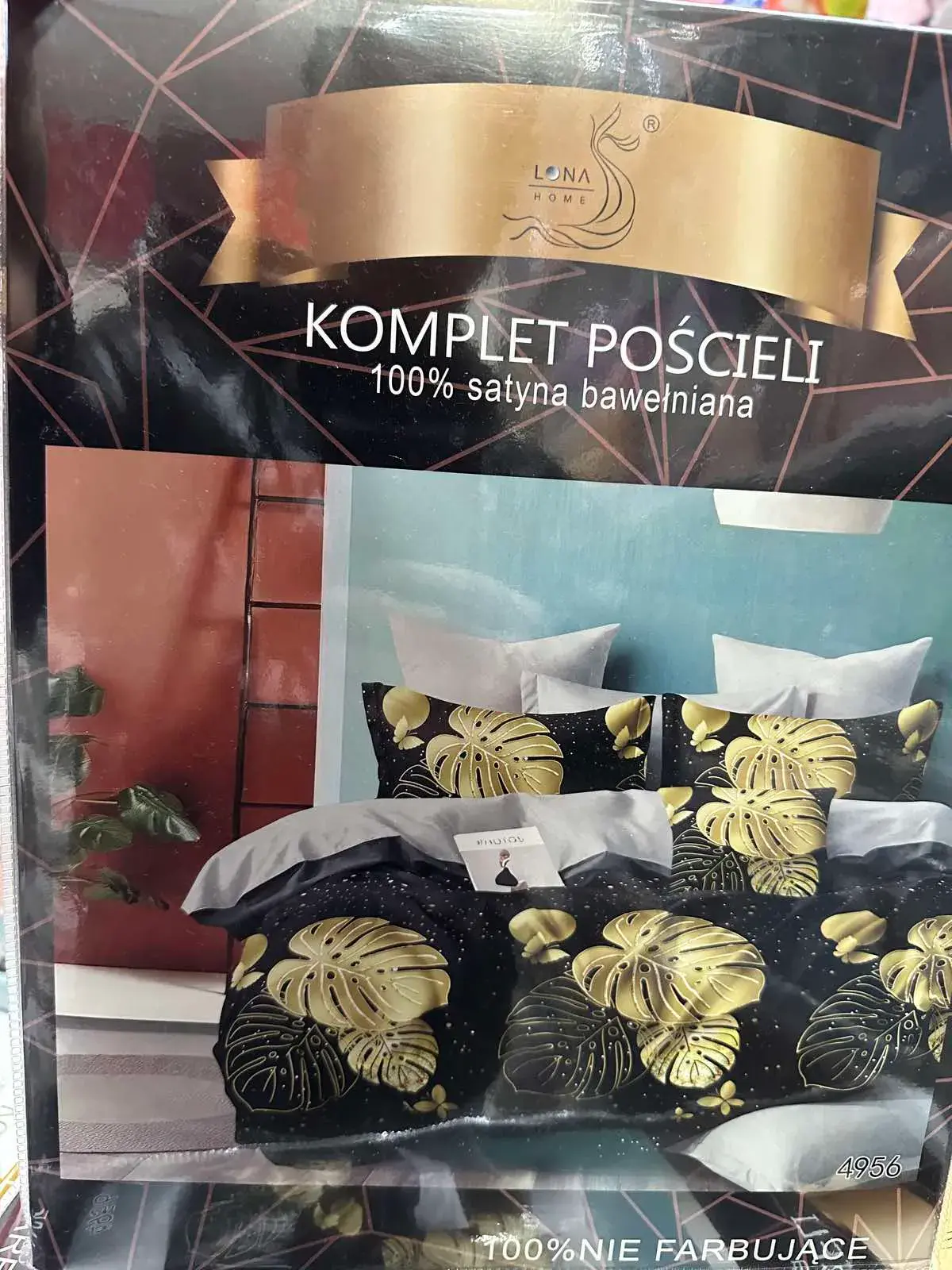 Komplet Pościeli 4CZ 160/200 100% Satyna Bawełniana, kolor czarny