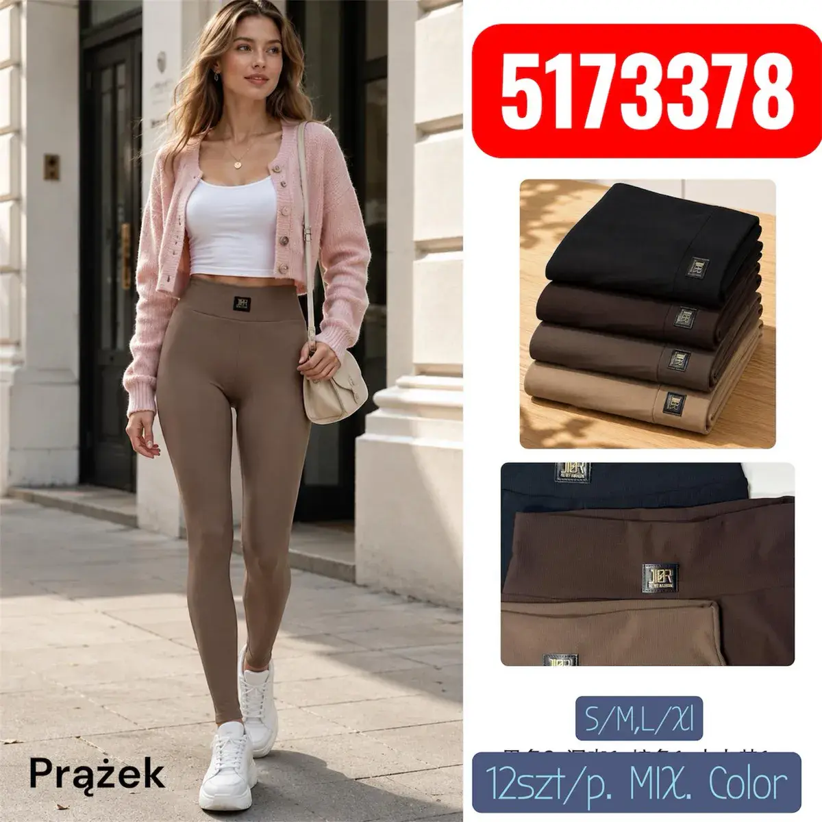 Legginsy damskie prążkowane w czterech kolorach MIX