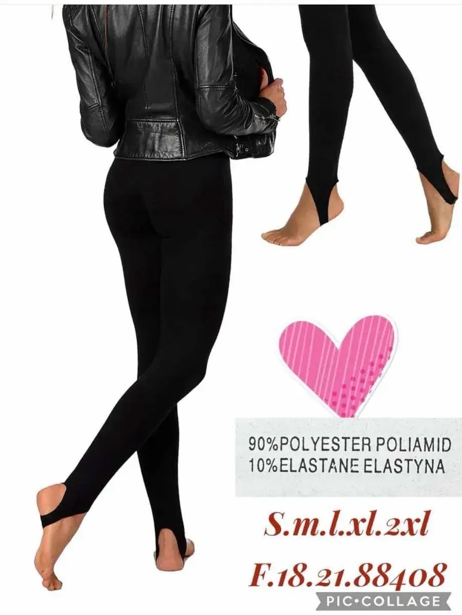Legginsy czarne z wycięciem na stopę 90% poliester 10% elastan
