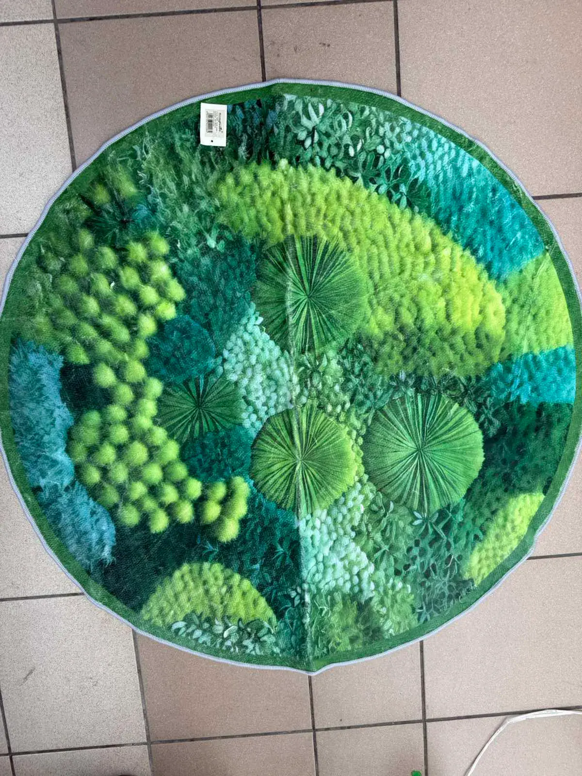Dywaniki okrągłe 90x90cm zielone motyw roślinny