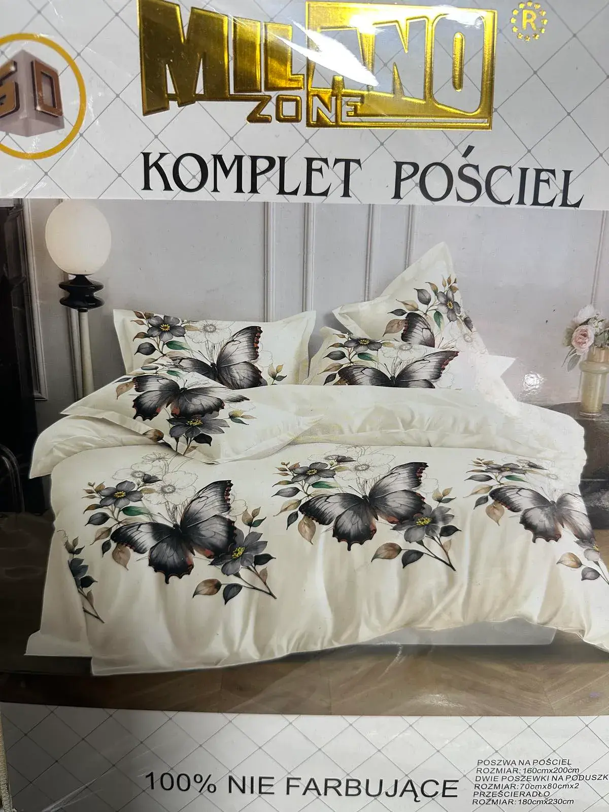 Komplet Pościel 4CZ 160/200 MilanoNo z Motywem Motyli