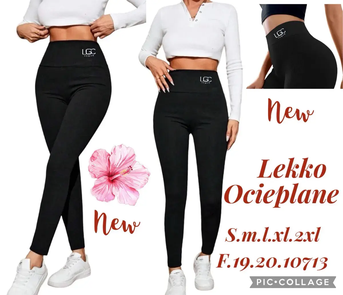 Legginsy damskie czarne lekko ocieplane LGC Vogue