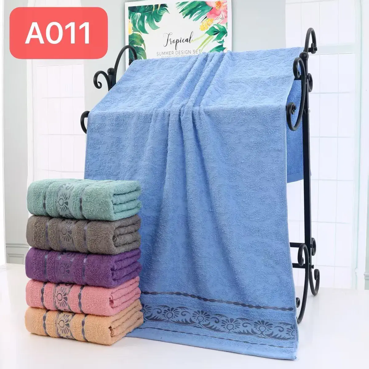 Ręcznik bawełniany 50x100 cm z dekoracyjnym wzorem, mix kolorów – wzór 3