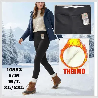Legginsy damskie czarne ocieplane termo S-2XL