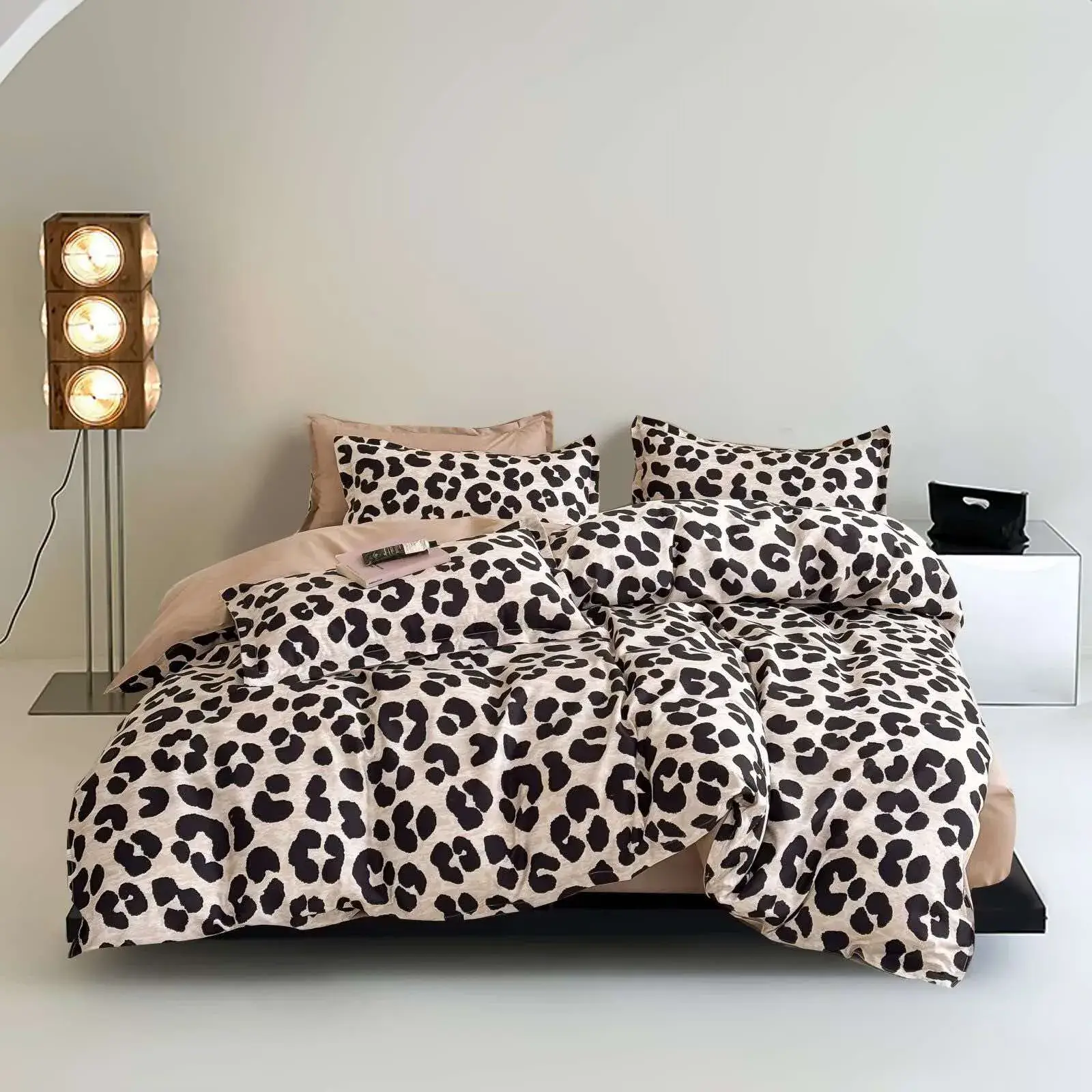 Komplet Pościel Bawełna 3CZ 160/200 Leopard Beż/Czarny