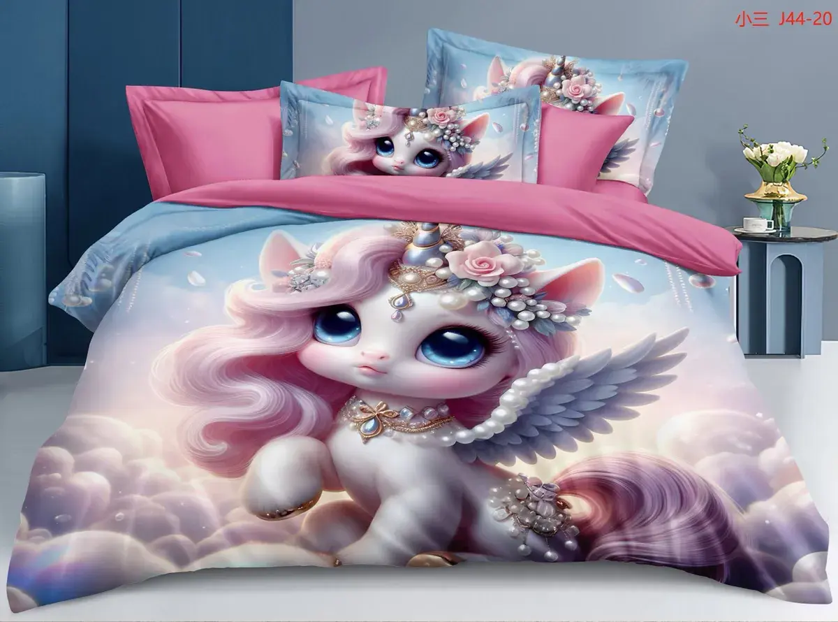 Komplet pościeli 3-częściowy Unicorn 160x200 dla dzieci, w wielu kolorach