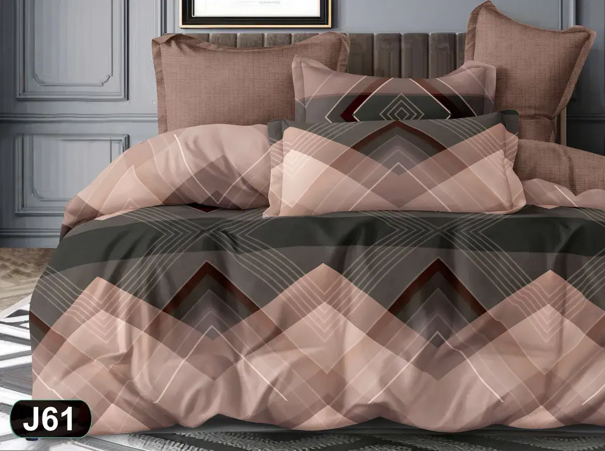 Komplet pościeli 5D Milano 200x220 cm brązowo-szary geometryczny wzór