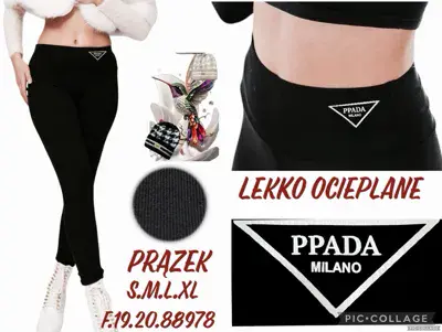 Legginsy Prążkowane Lekko Ocieplane Czarne PPADA Milano S-XL