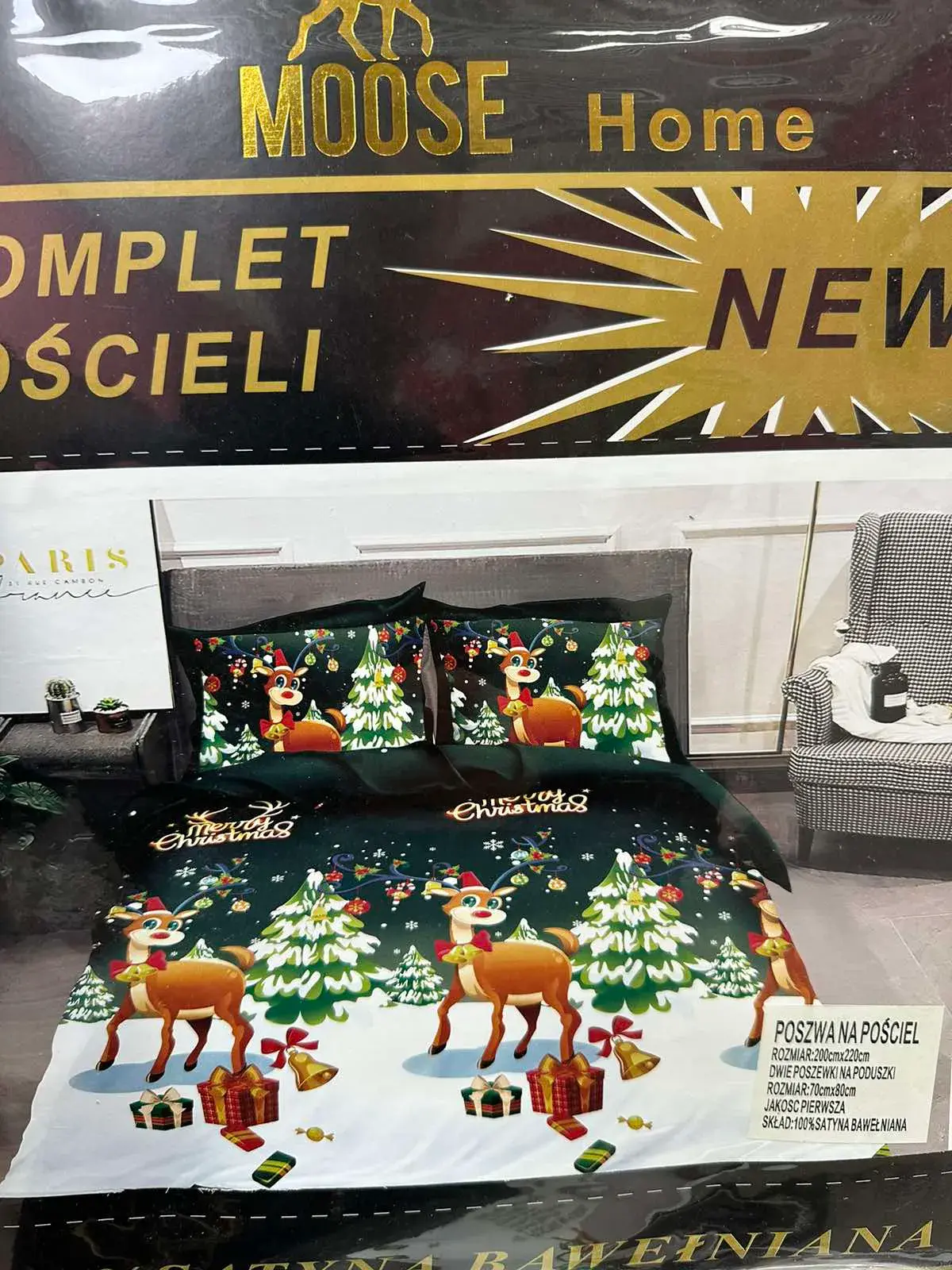 Komplet Pościeli 3CZ 200/220 Moosé Home Motyw Świąteczny