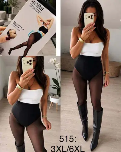 Czarne rajstopy modelujące 3XL/6XL MINMI Semi-Matte