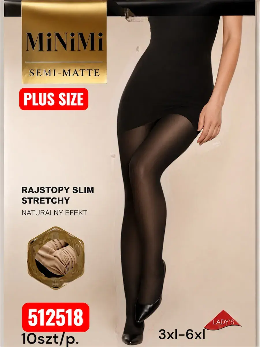 MiNiMi Rajstopy Slim Stretchy Plus Size 3XL-6XL Czarny