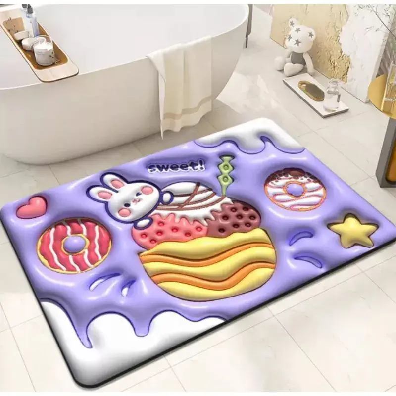 Wycieraczka 3D 38x58cm Fioletowa z Króliczkiem i Deserami