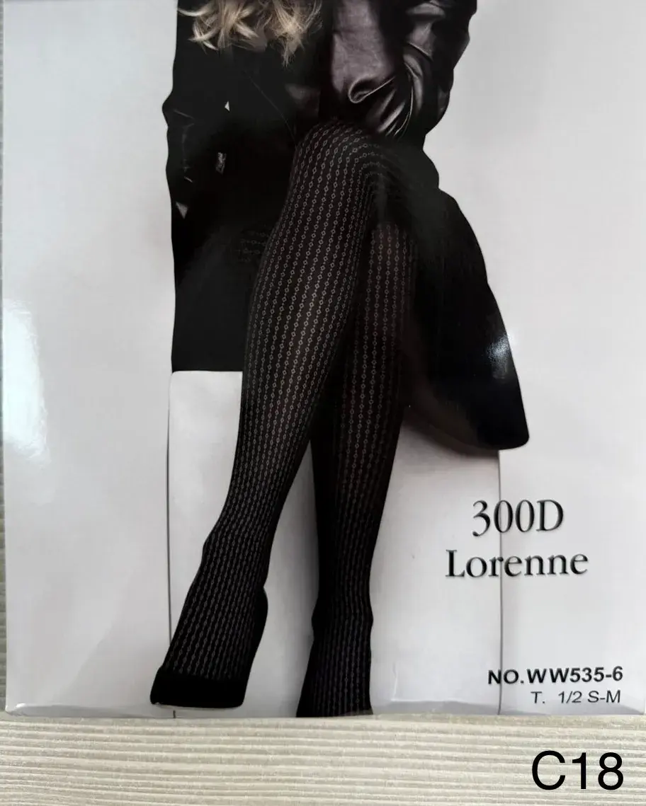 Rajstopy damskie 300D czarne wzór siatkowy Lorenenne