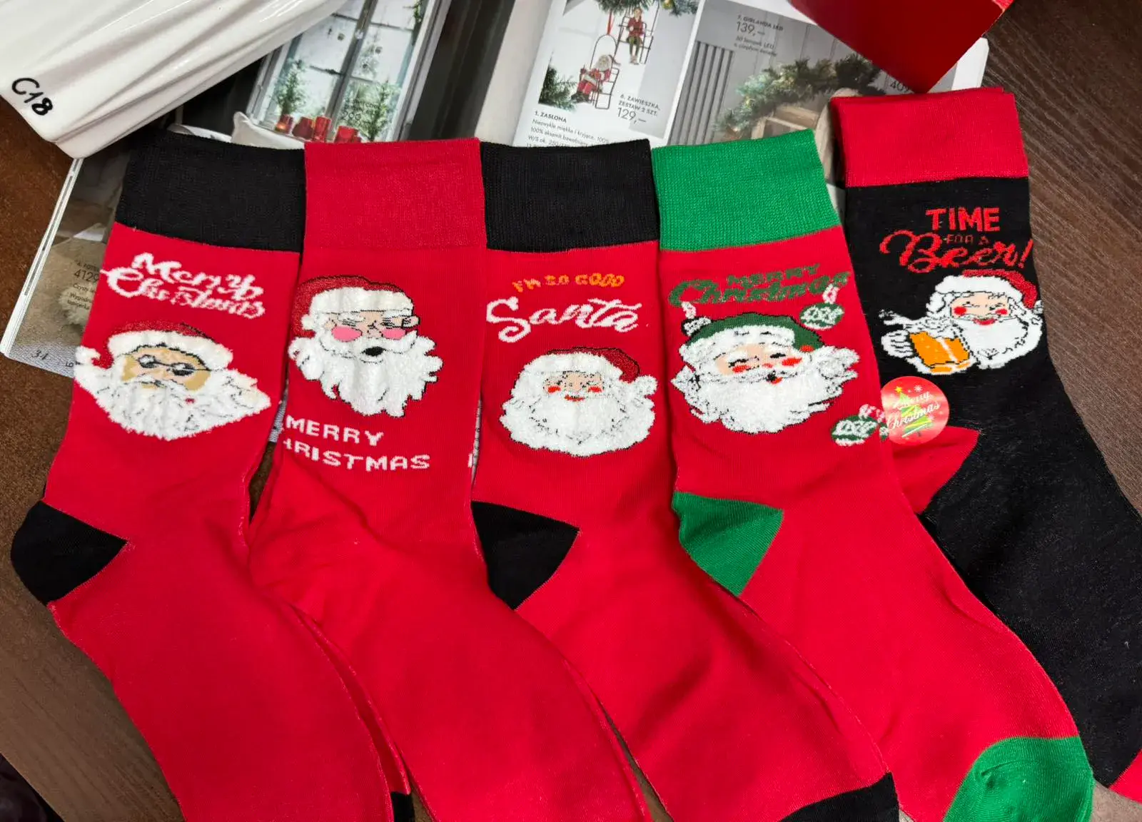 Skarpetki męskie świąteczne z motywem Santa Claus 48