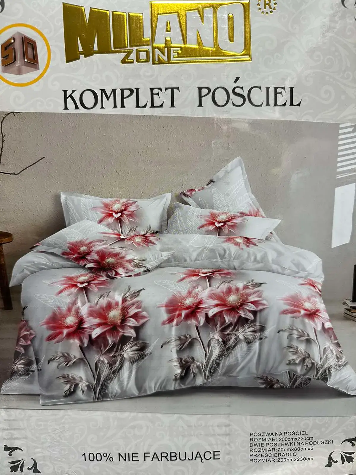 Komplet Pościel 4CZ 200/220 Milano 100% nie farbowana