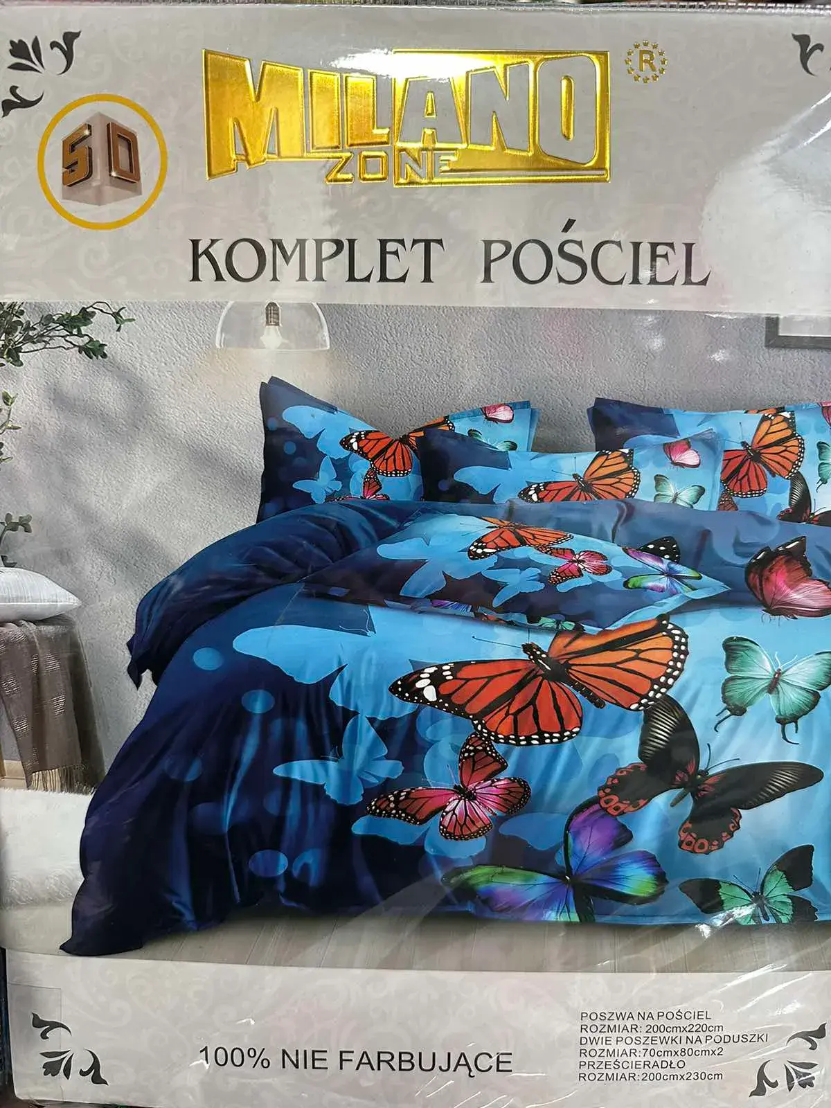 Komplet Pościel 4CZ 200/220 Milano Zone Motyl