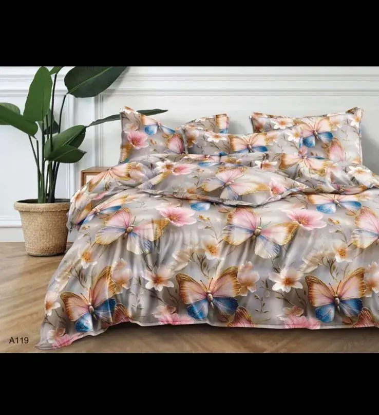 Komplet Pościel 4CZ 200/220 Motyw Kwiaty Motyle, w wielu kolorach
