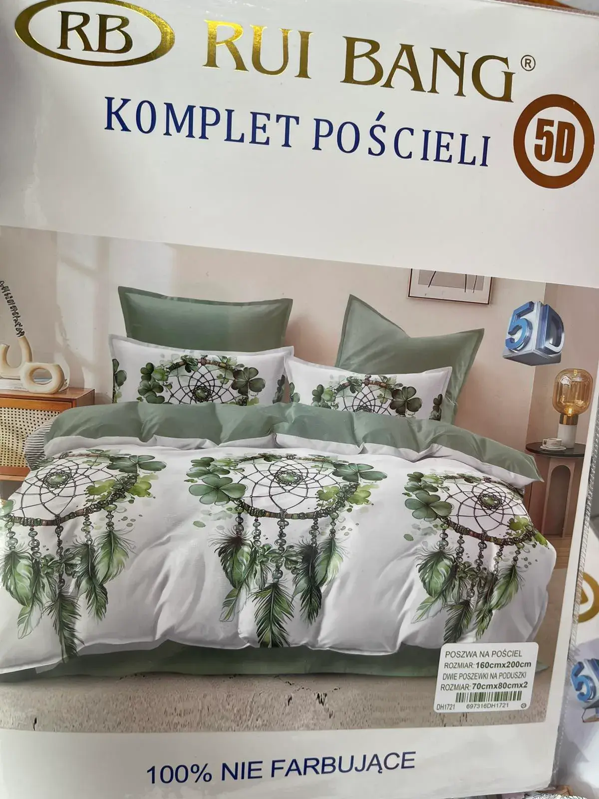 Komplet Pościeli Rui Bang 5D 160/200 Zielony