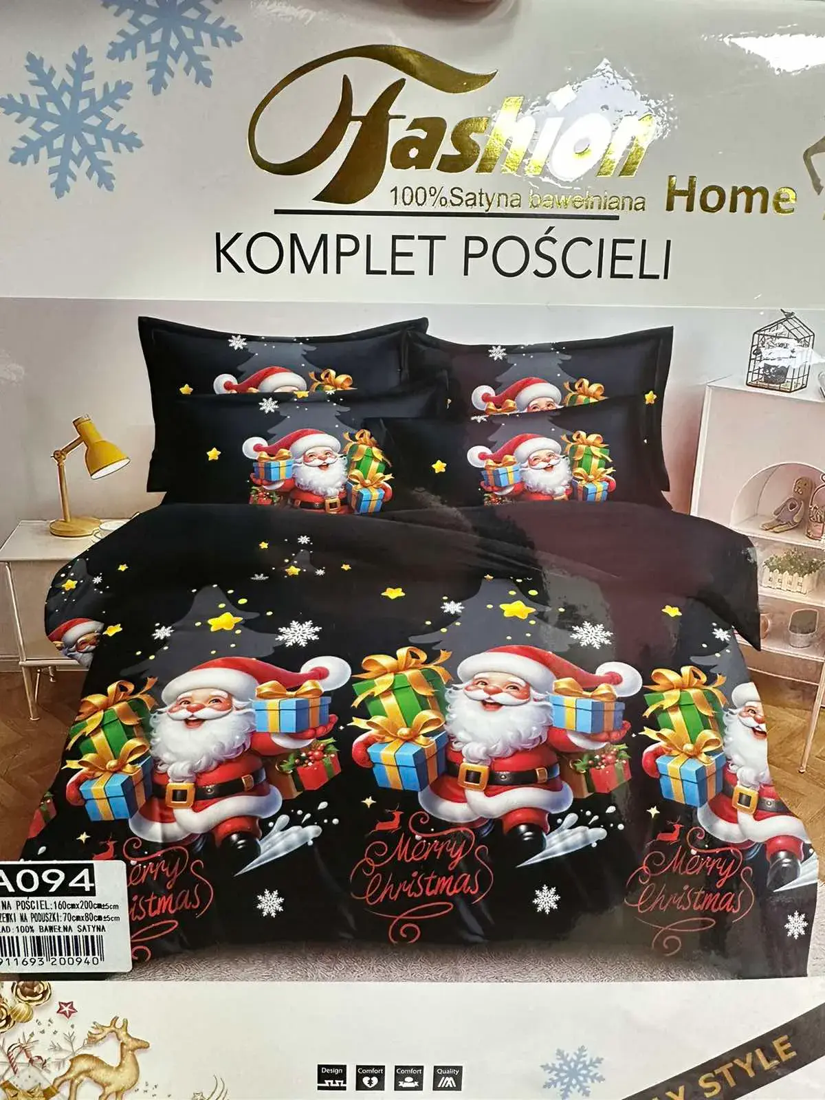 Komplet Pościeli 3CZ Fashion Home 160/200 Świąteczny