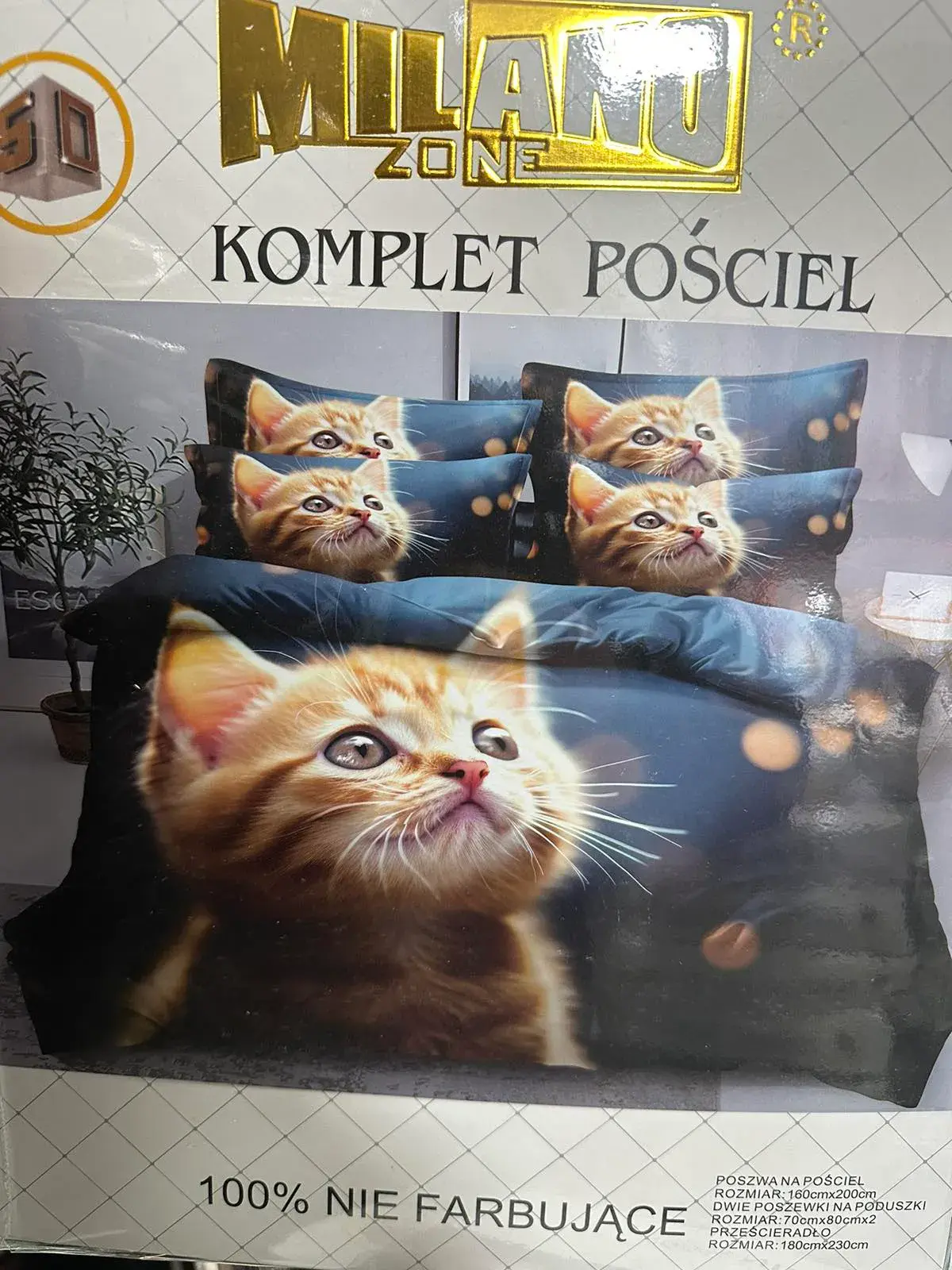Komplet Pościeli 4cz 160/200 Milano koty 100% nie farbujące