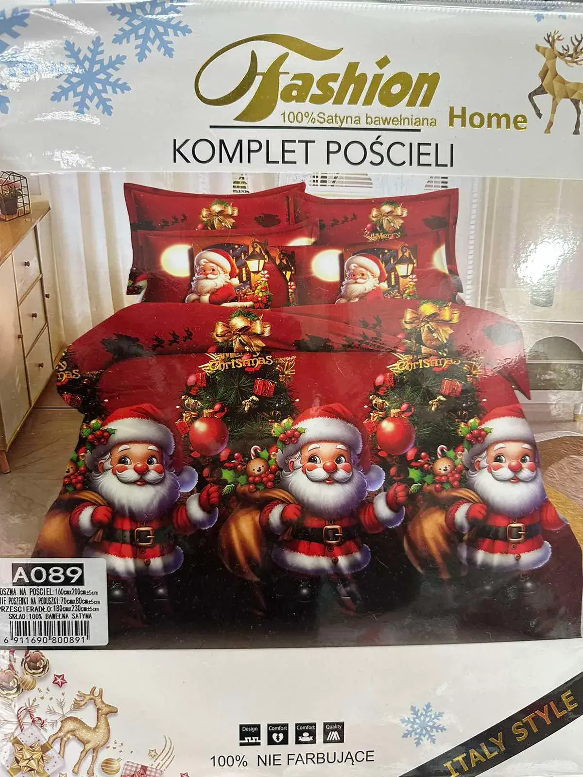 Komplet Pościeli 4CZ 160/200 Fashion Home świąteczny