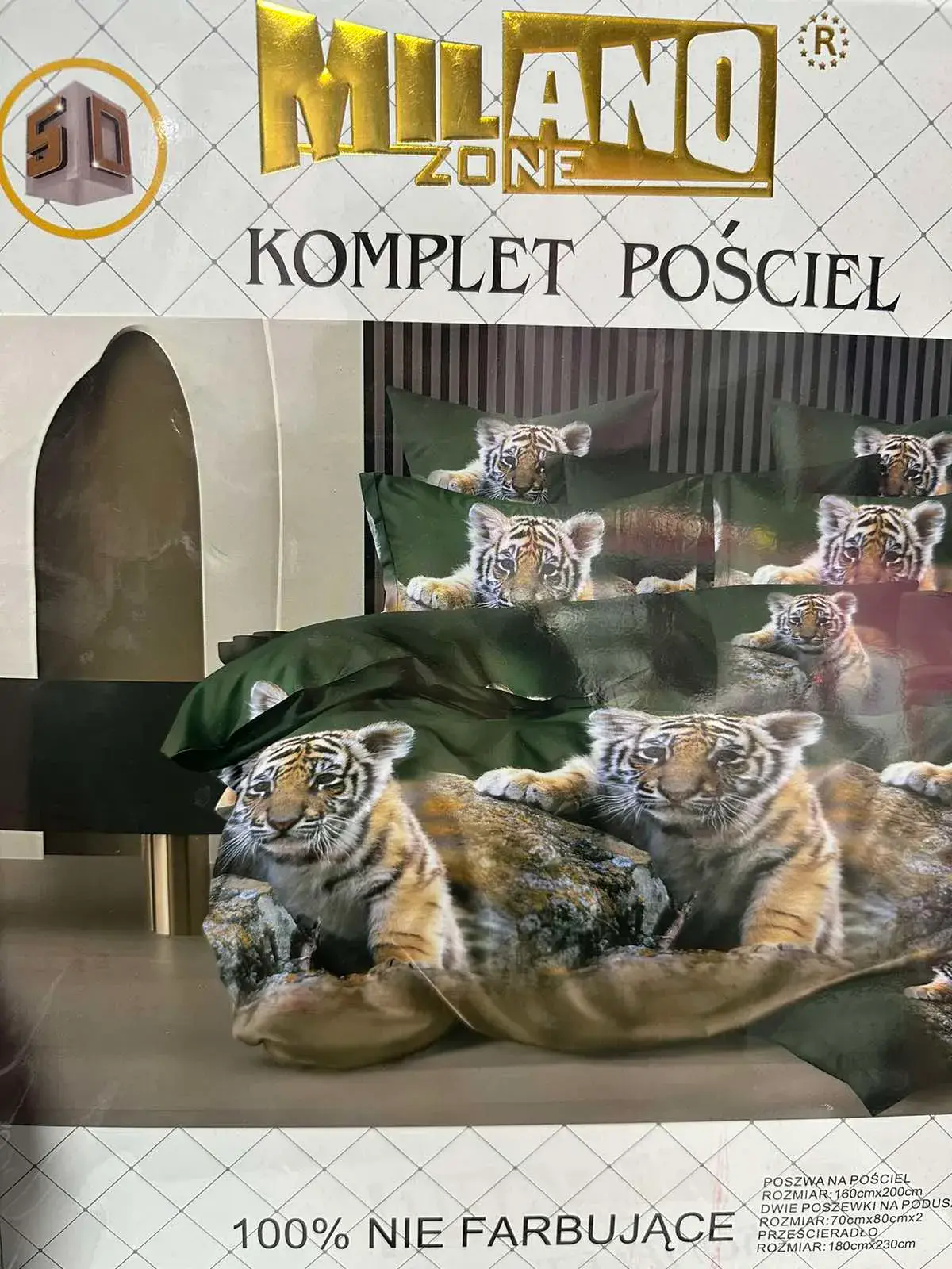 Komplet Pościeli Milano 4cz 160/200 Zielony Tygrys