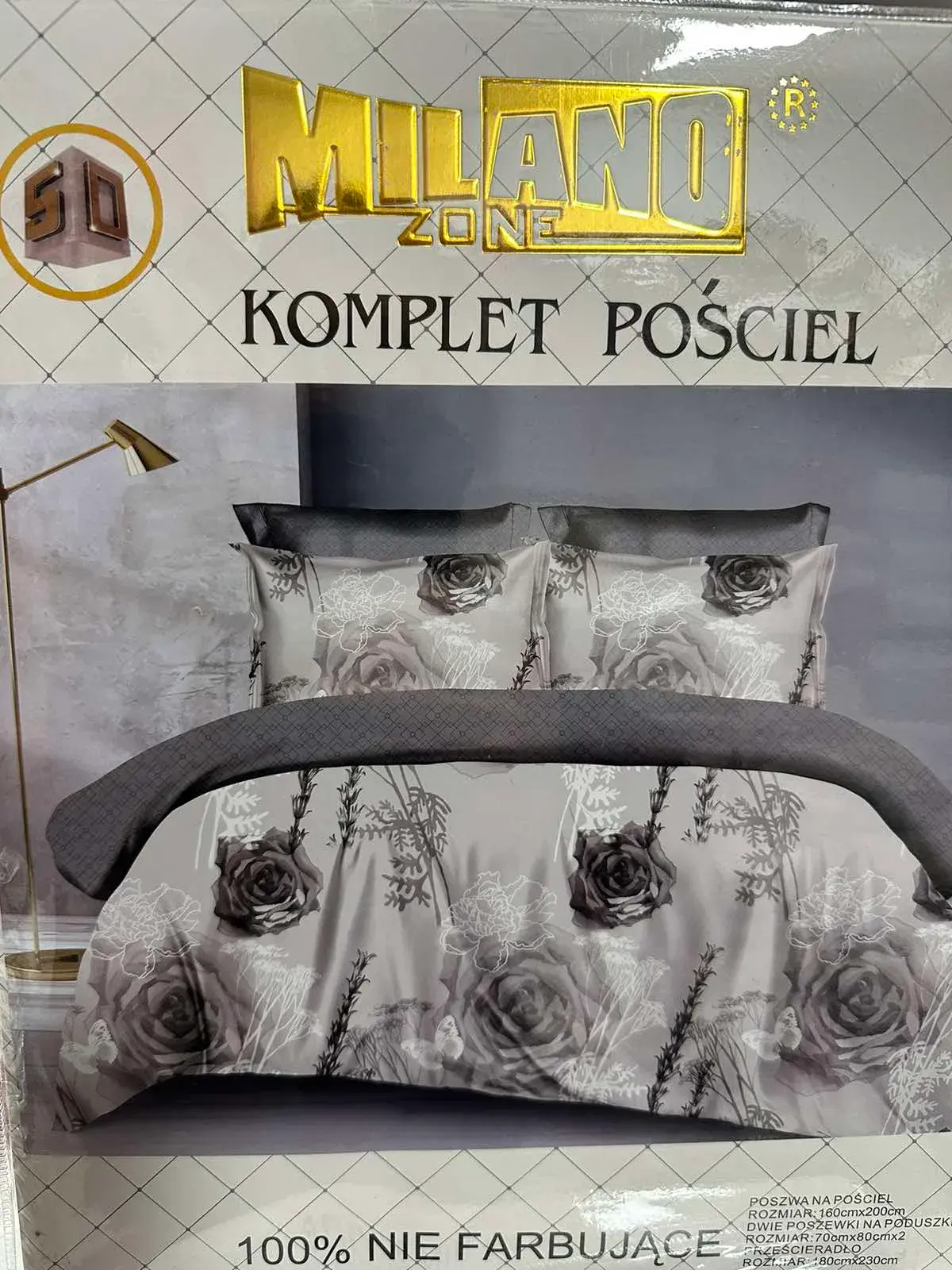 Komplet Pościel 4CZ Milano 160/200 Róże Szare
