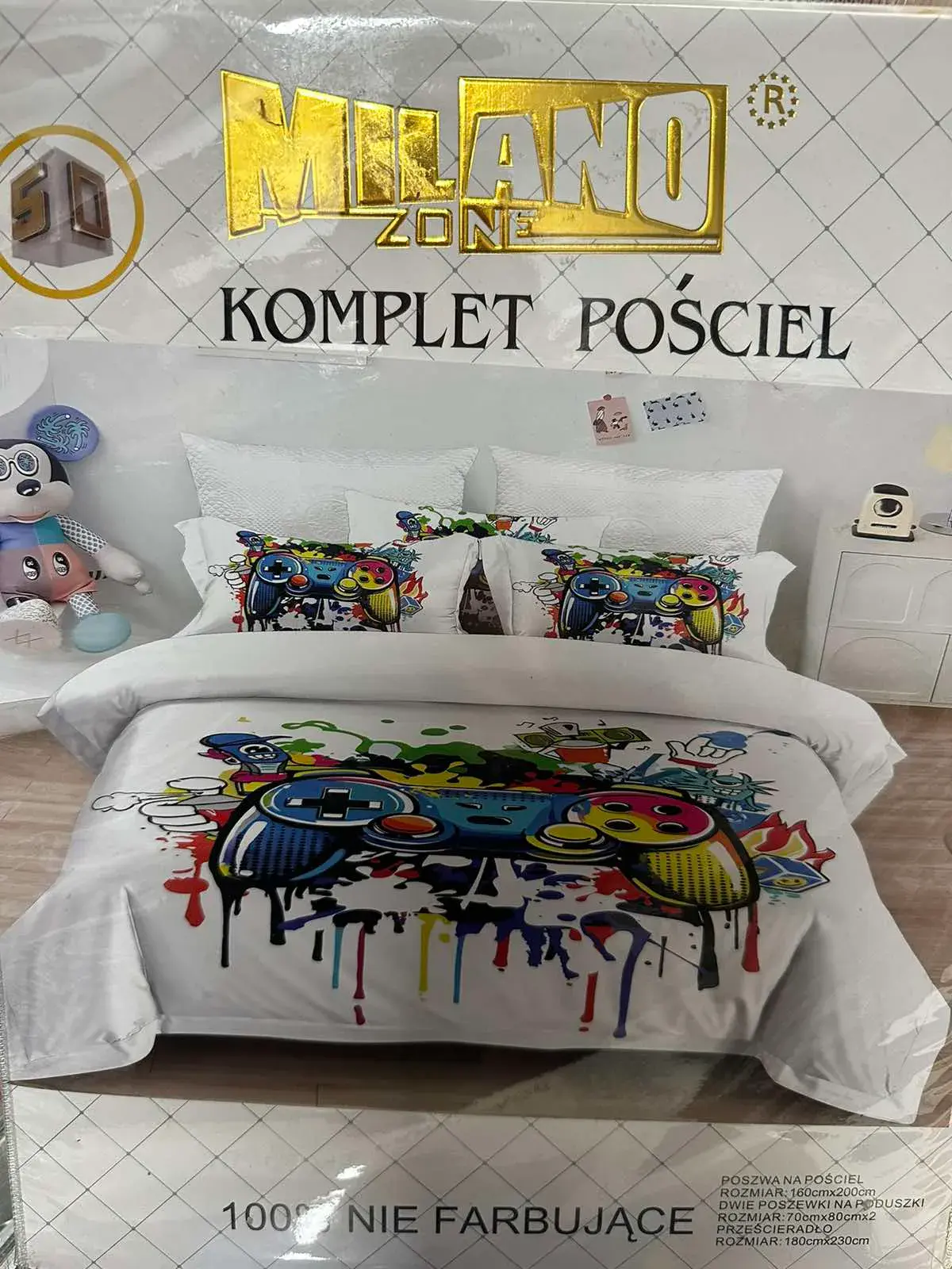 Komplet Pościel 4CZ Milano 160/200 z motywem gamingowym