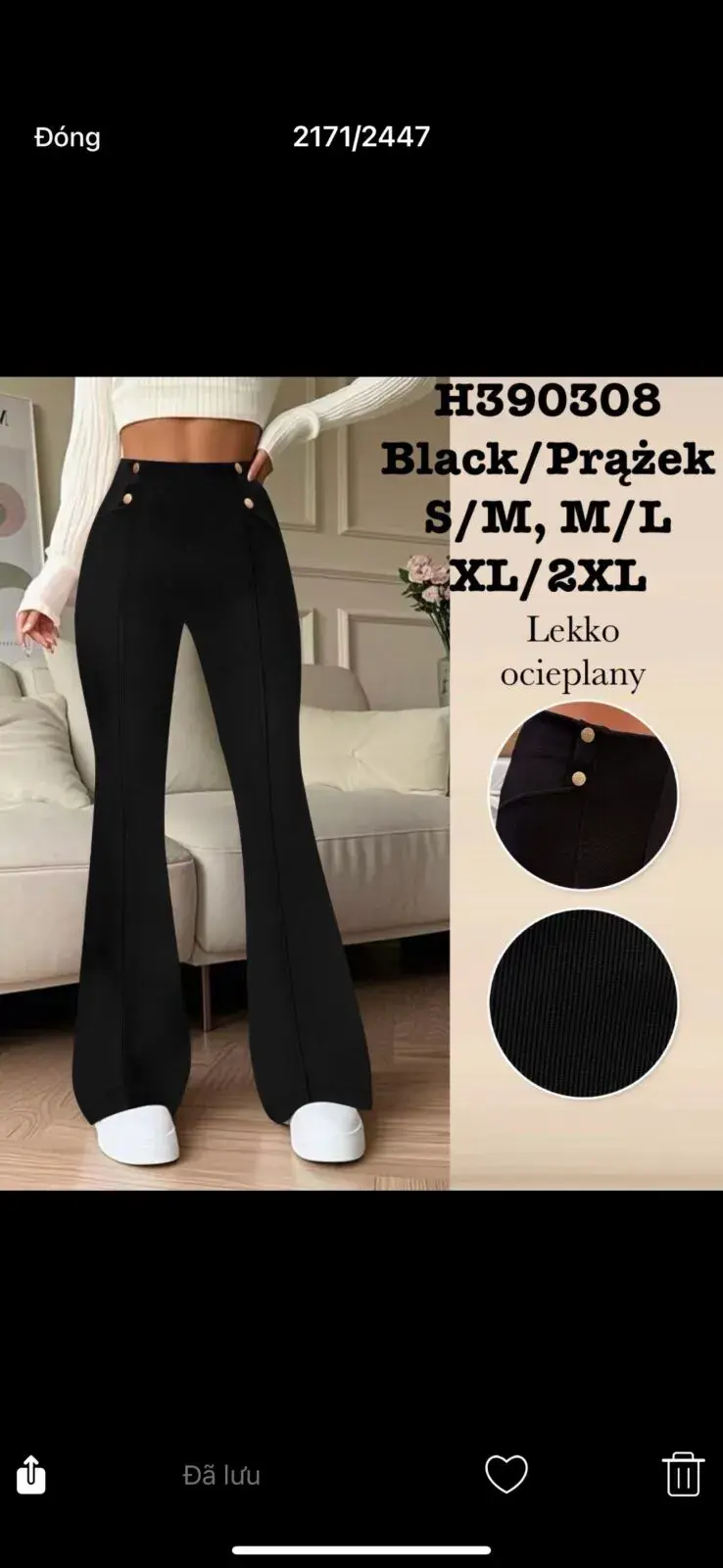 Legginsy damskie czarne H390308 S/M/L/XL