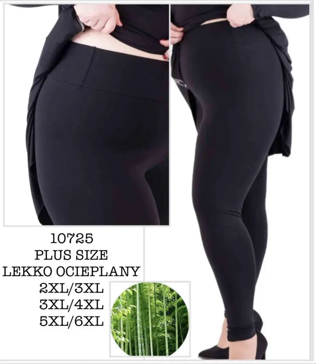 Legginsy damskie czarne plus size lekko ocieplane 2XL-6XL