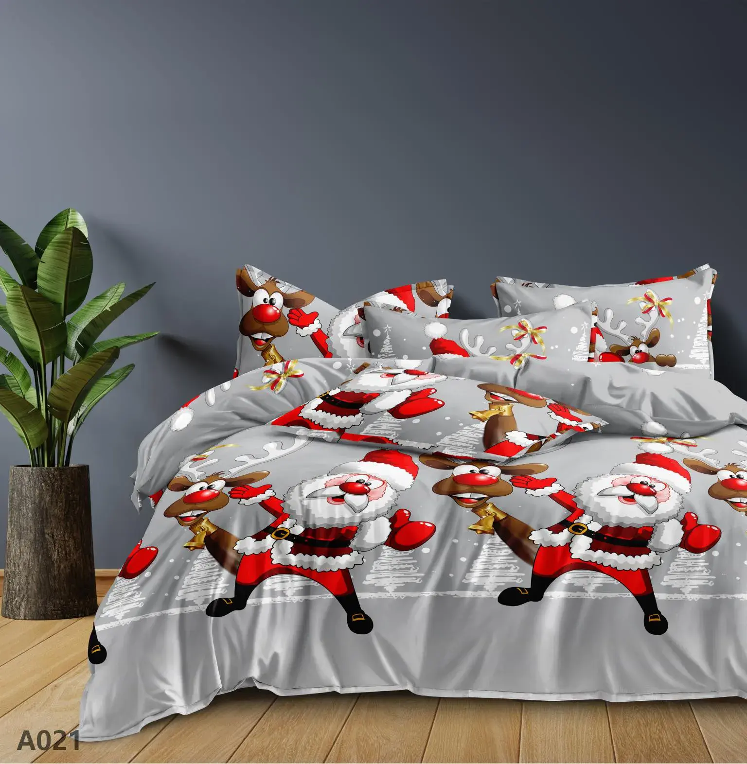 Zestaw pościeli bawełniano-satynowej 160x200cm 4el. świąteczny