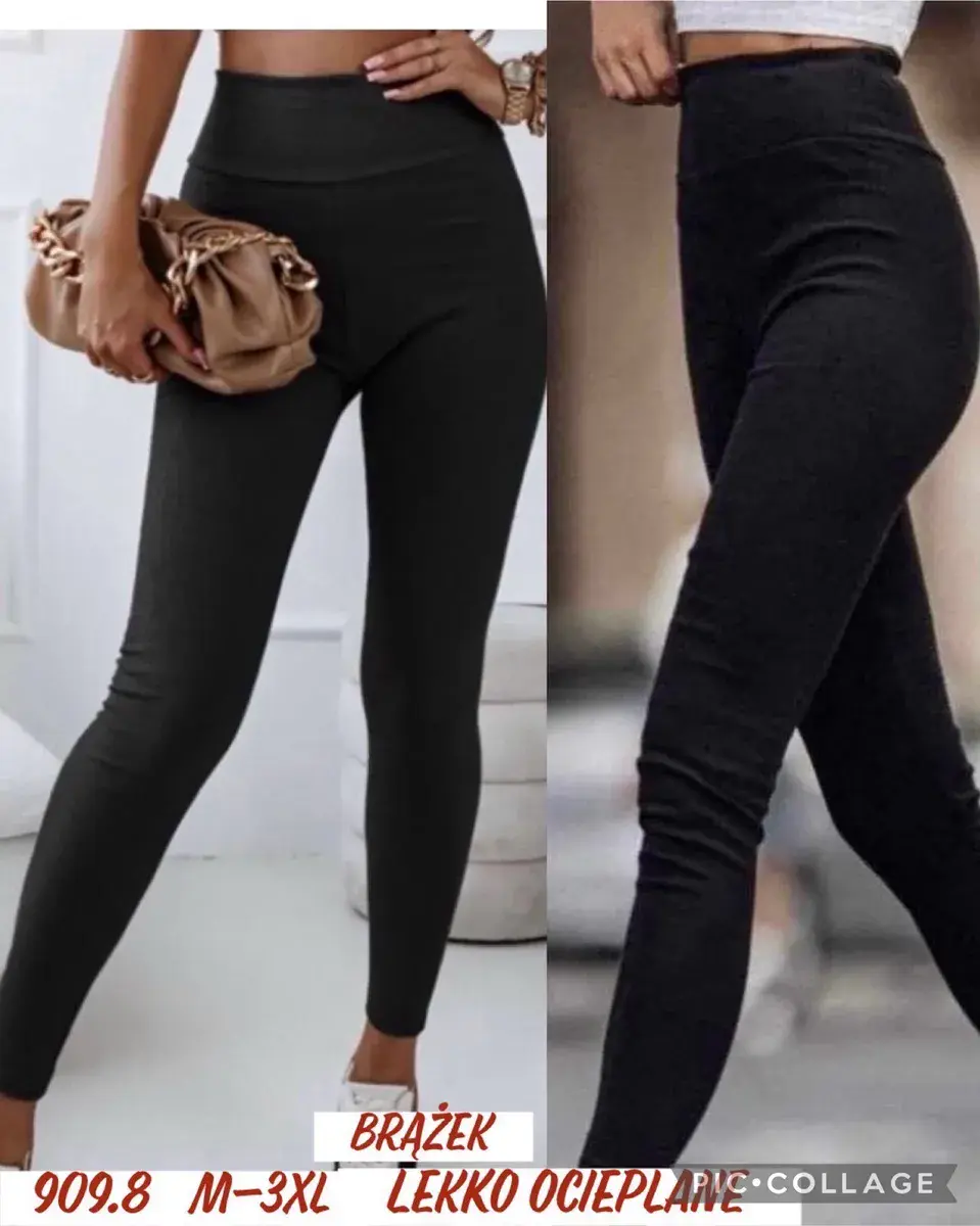 Legginsy damskie czarne lekko ocieplane M-3XL