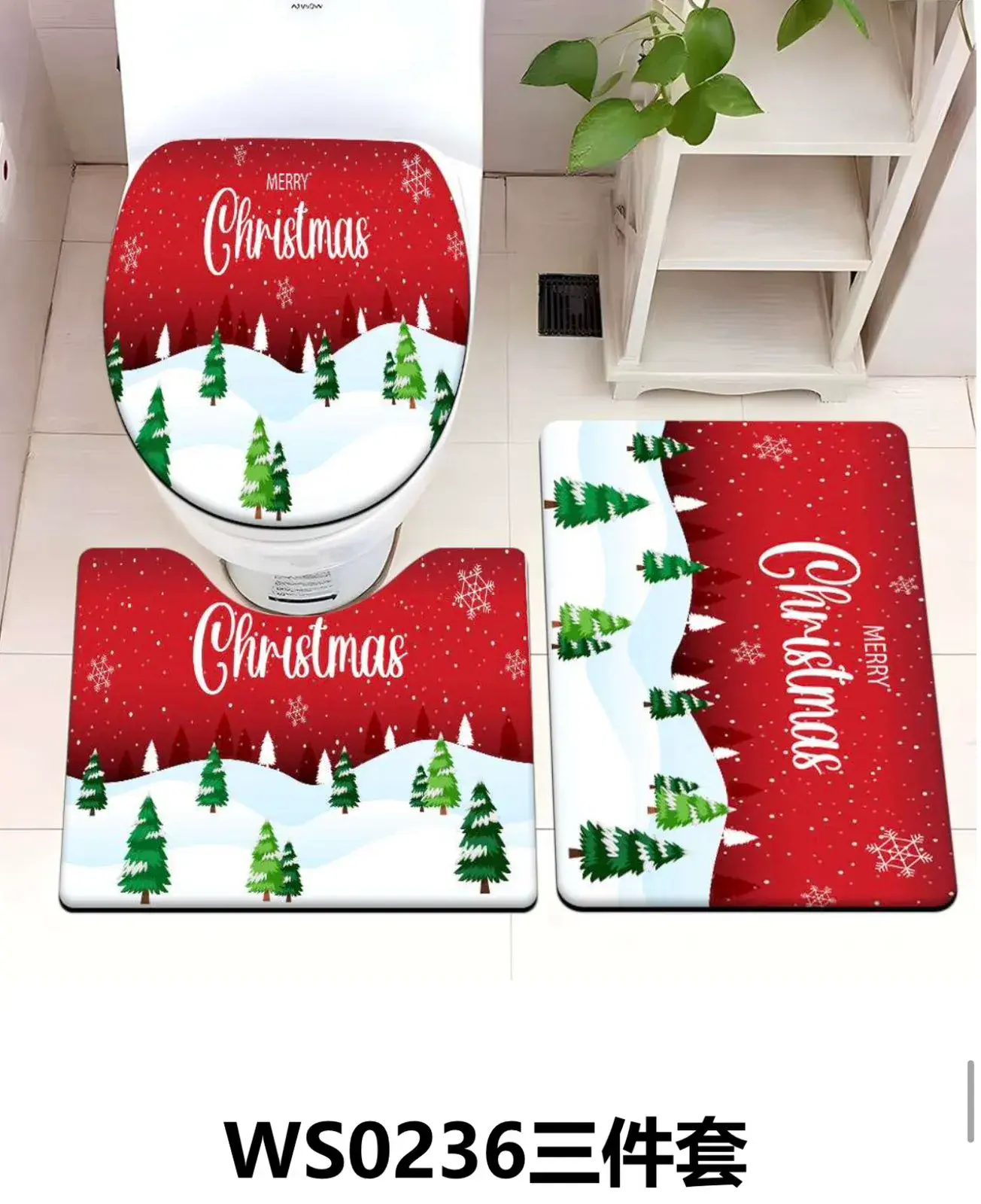 Zestaw Complet łazienka dywanik 3el. 50x80 40x50 45x40 bożonarodzeniowy