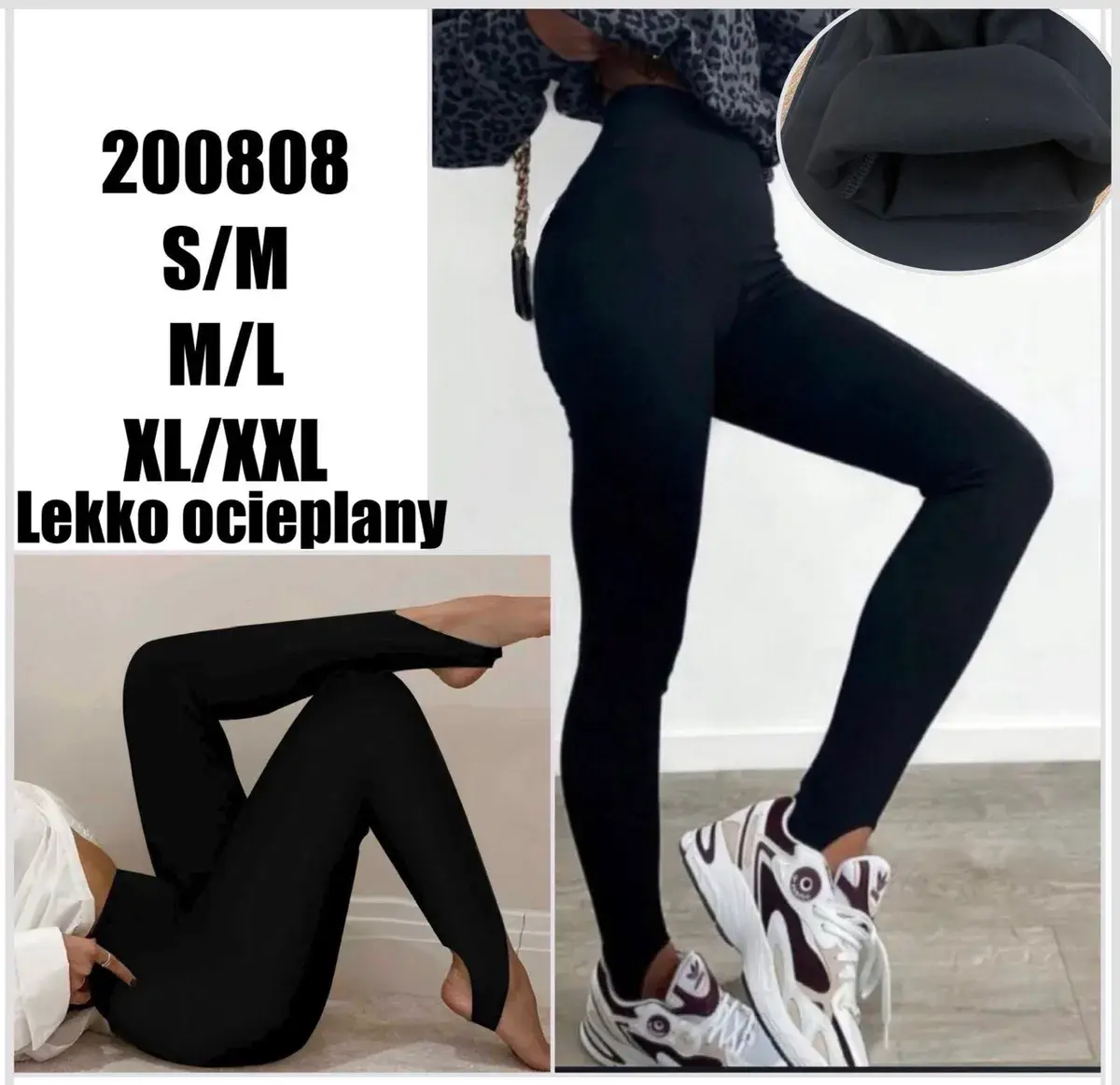 Legginsy damskie czarne lekko ocieplane S-XXL