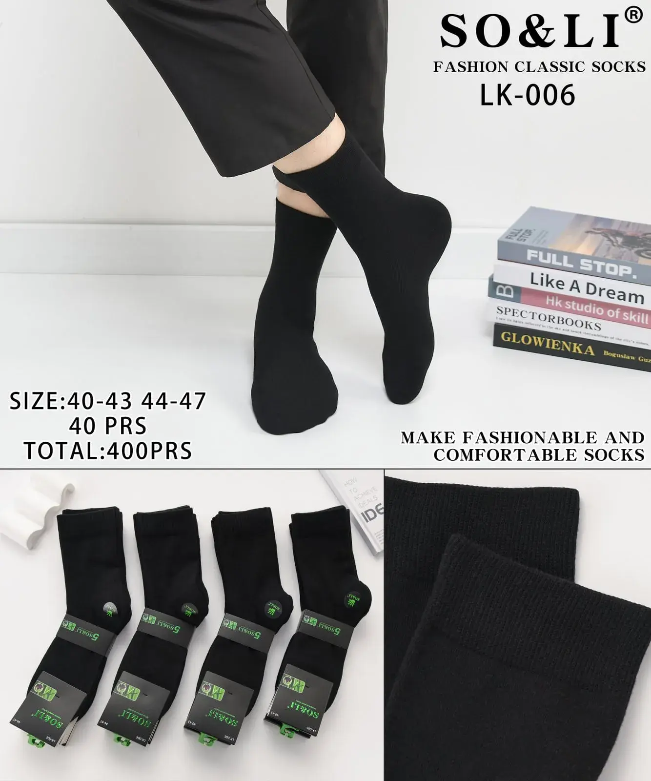 Skarpetki męskie SOL&L Fashion LK-Classic LK-006 rozmiar 40-43/44-47