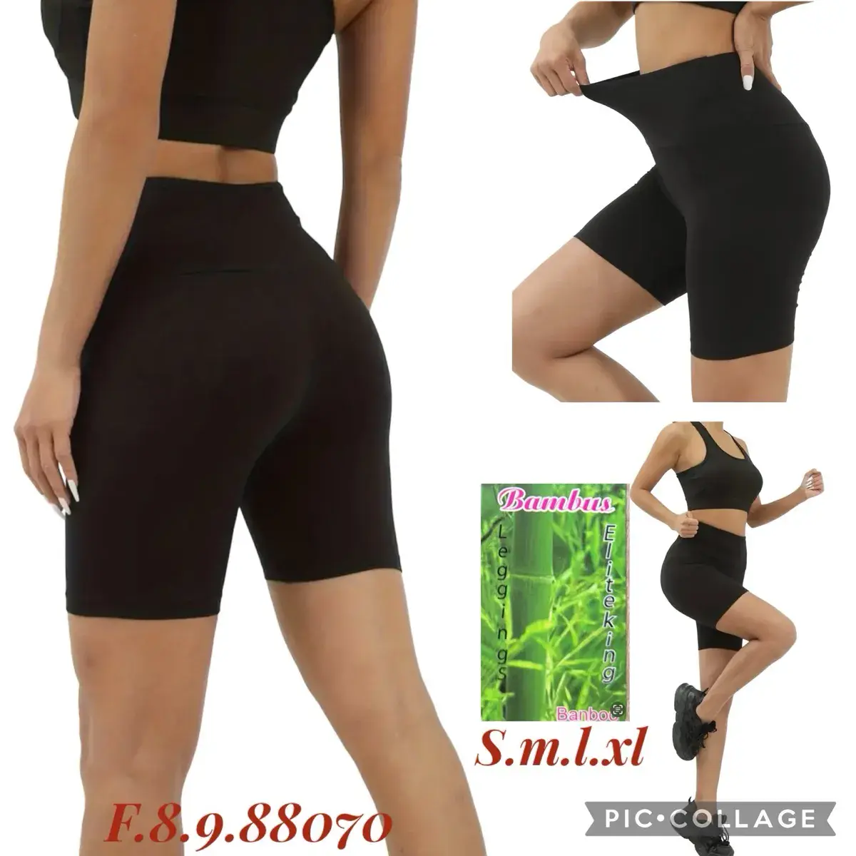 Czarne legginsy damskie z bambusa elastyczne S-XL
