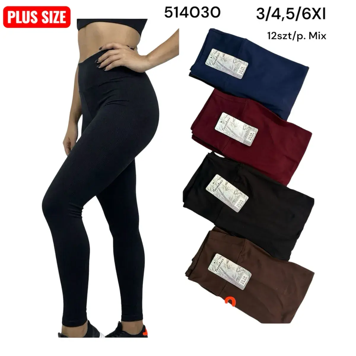 Legginsy damskie plus size mix kolorów 3/4, 5/6XL
