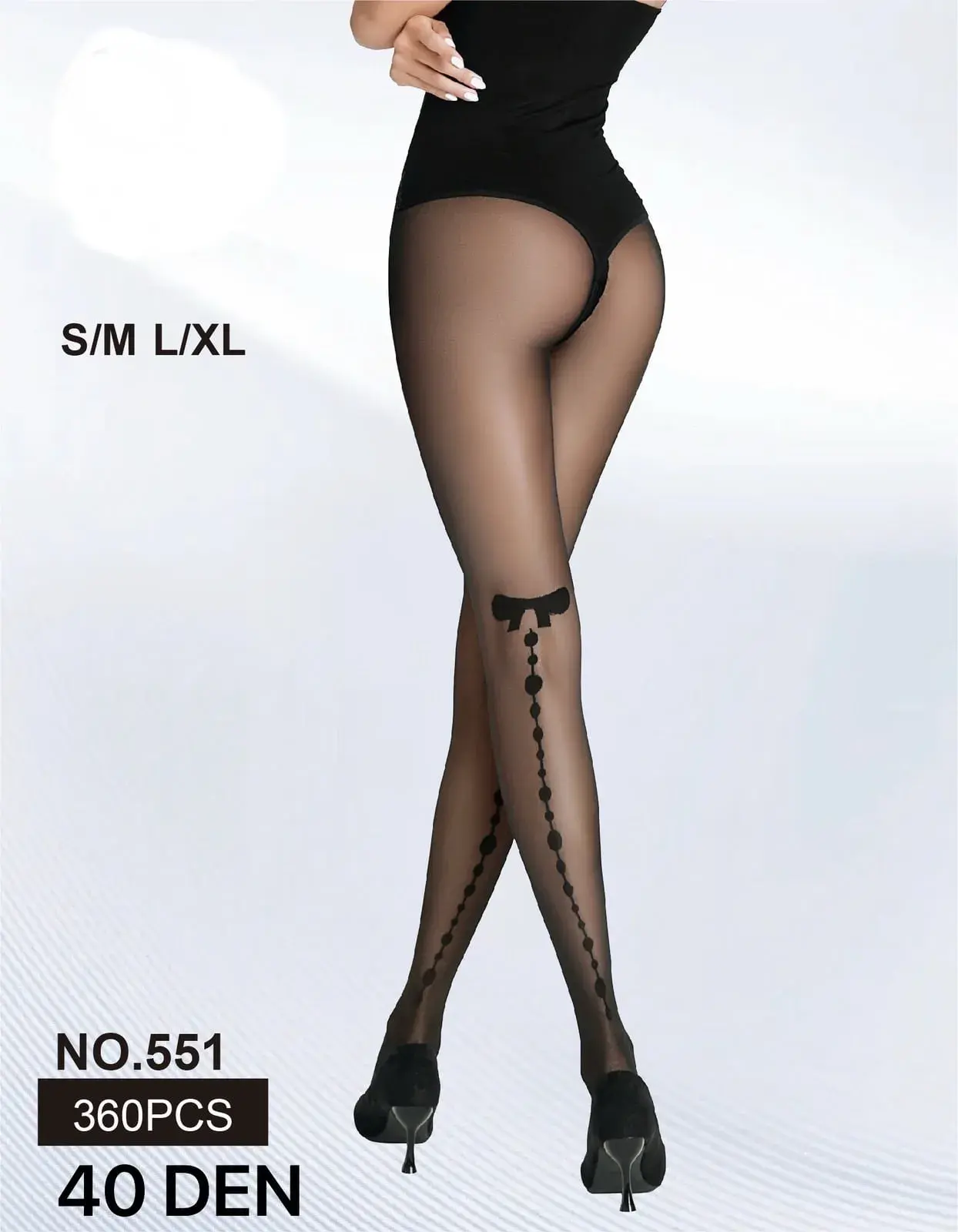 Rajstopy damskie 40 DEN czarne wzór NO.551 S/M/L/XL